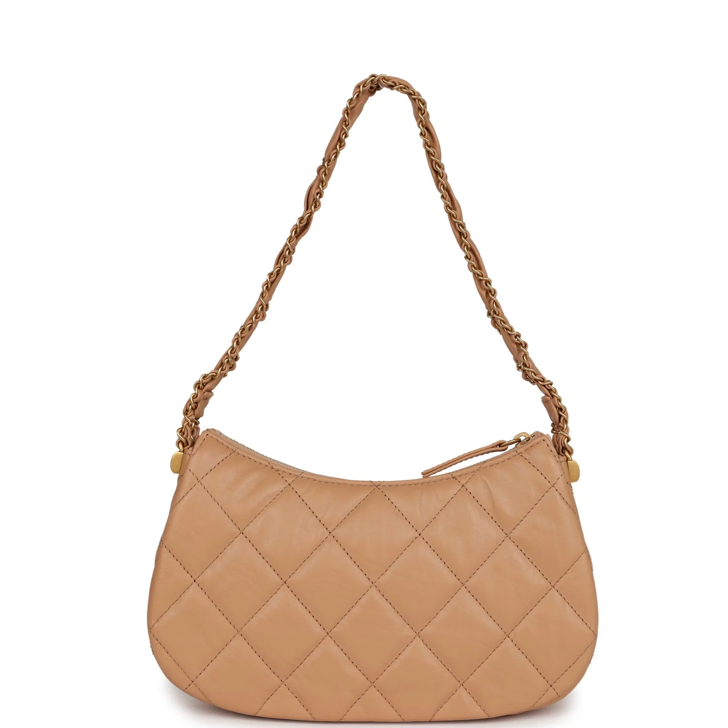 Chanel 19 Hobo Bag Beige Aged Calfskin Brushed Gold Hardware - Image 4