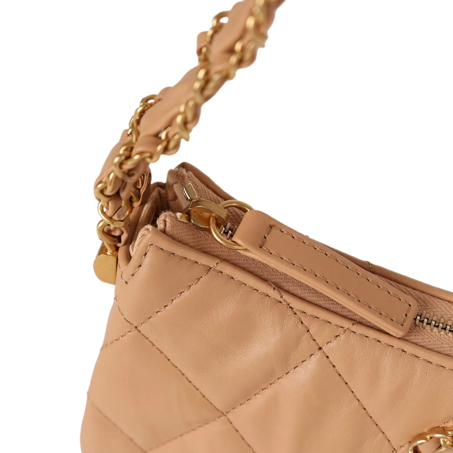 Chanel 19 Hobo Bag Beige Aged Calfskin Brushed Gold Hardware - Image 6