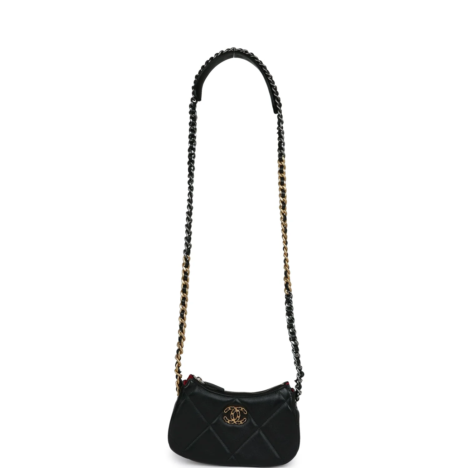 Chanel 19 Hobo Chain Bag Black Calfskin Mixed Metal Hardware - Image 8