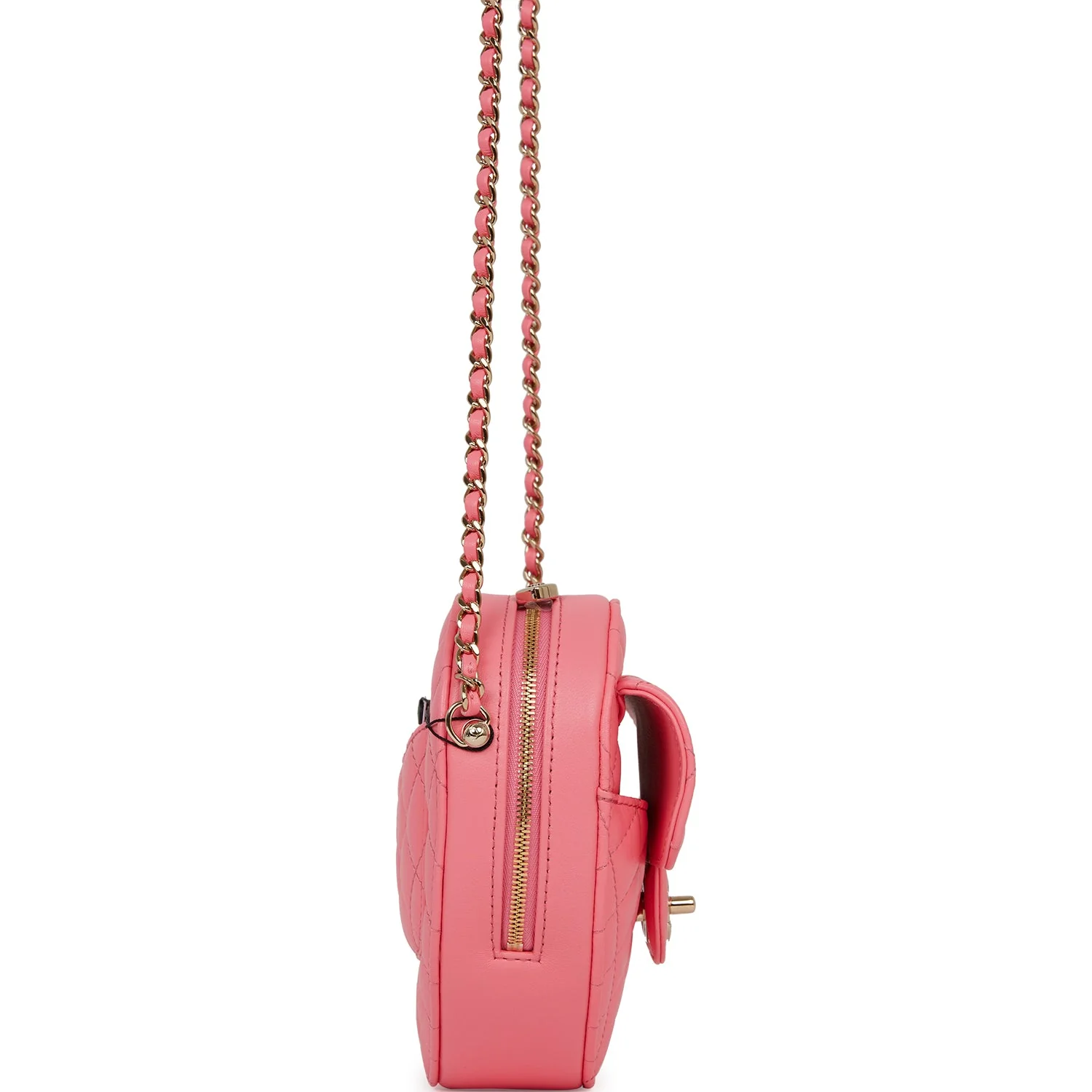 Chanel CC In Love Large Heart Bag Pink Lambskin Light Gold Hardware - Image 3