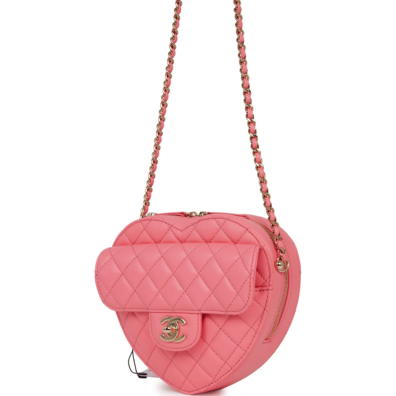 Chanel CC In Love Large Heart Bag Pink Lambskin Light Gold Hardware - Image 5