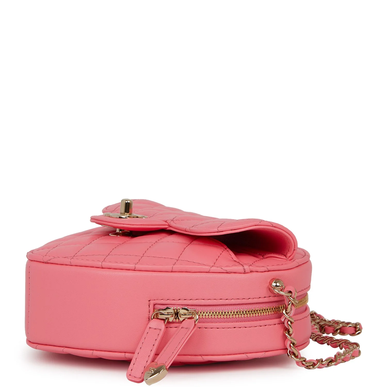 Chanel CC In Love Large Heart Bag Pink Lambskin Light Gold Hardware - Image 6