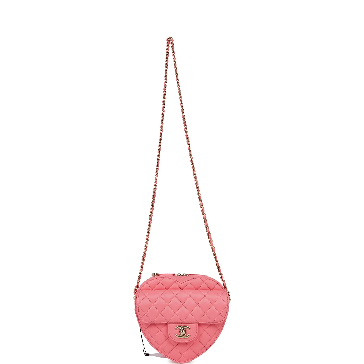 Chanel CC In Love Large Heart Bag Pink Lambskin Light Gold Hardware - Image 7