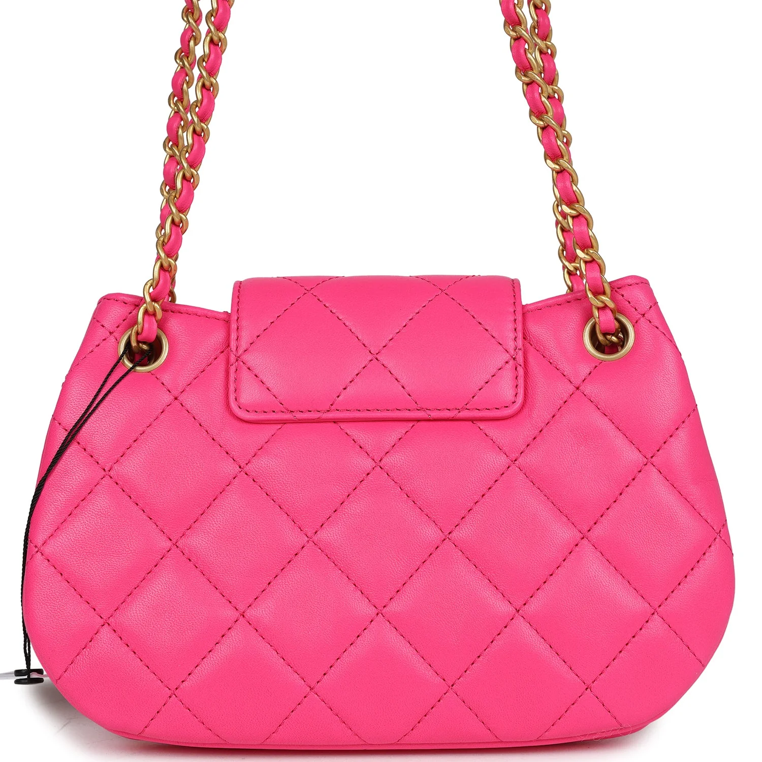 Chanel CC Mini Shoulder Bag Fuchsia Lambskin Antique Gold Hardware - Image 4