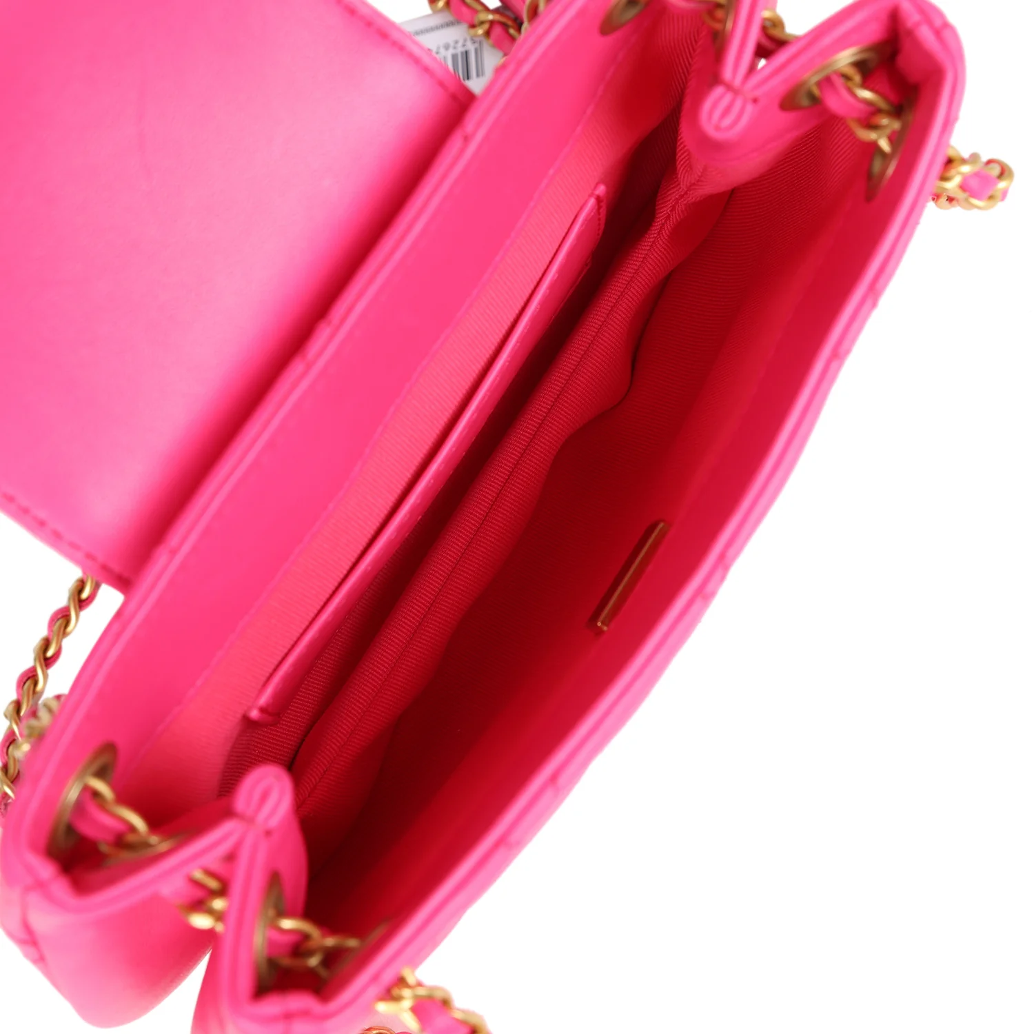 Chanel CC Mini Shoulder Bag Fuchsia Lambskin Antique Gold Hardware - Image 9