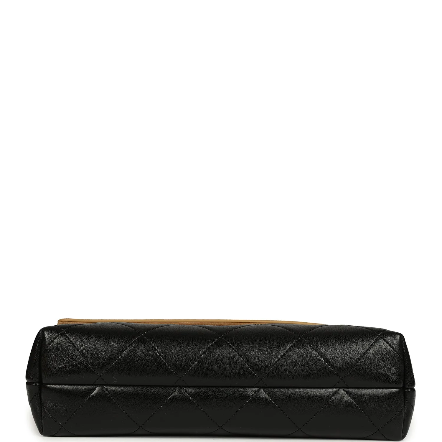 Chanel Coco Base Top Handle Flap Bag Brown Suede and Black Shiny Lambskin Brushed Gold Hardware - Image 6