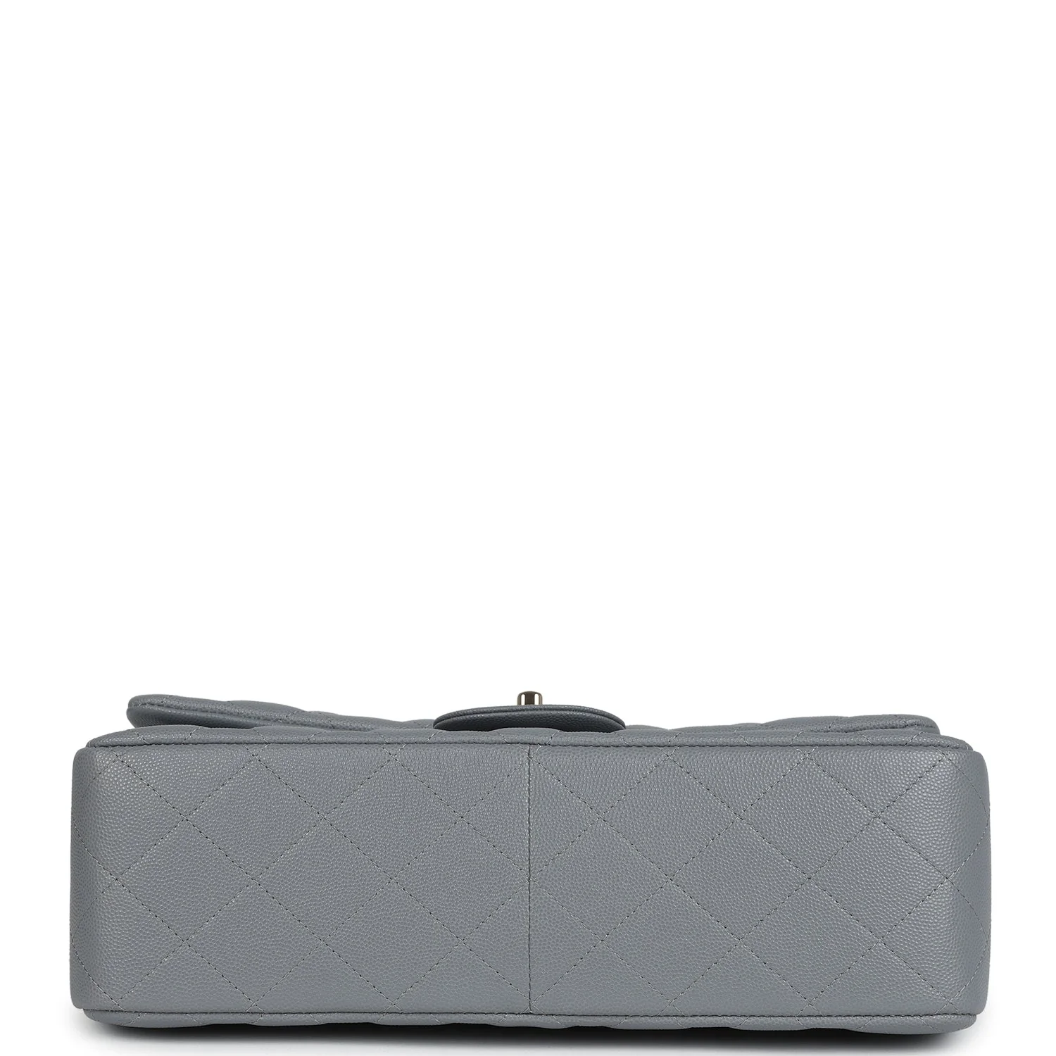 Chanel Jumbo Classic Double Flap Bag Light Grey Shiny Caviar Light Gold Hardware - Image 6