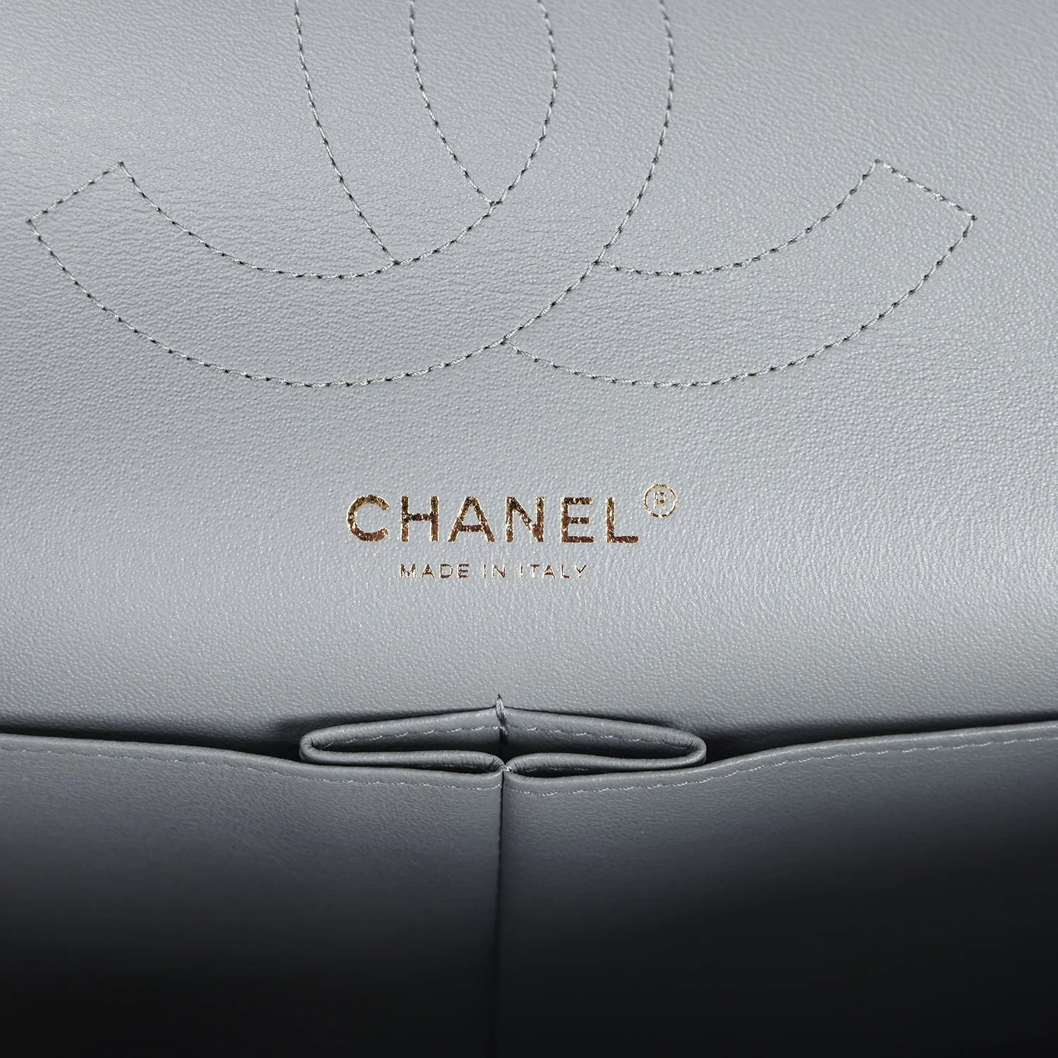 Chanel Jumbo Classic Double Flap Bag Light Grey Shiny Caviar Light Gold Hardware - Image 8