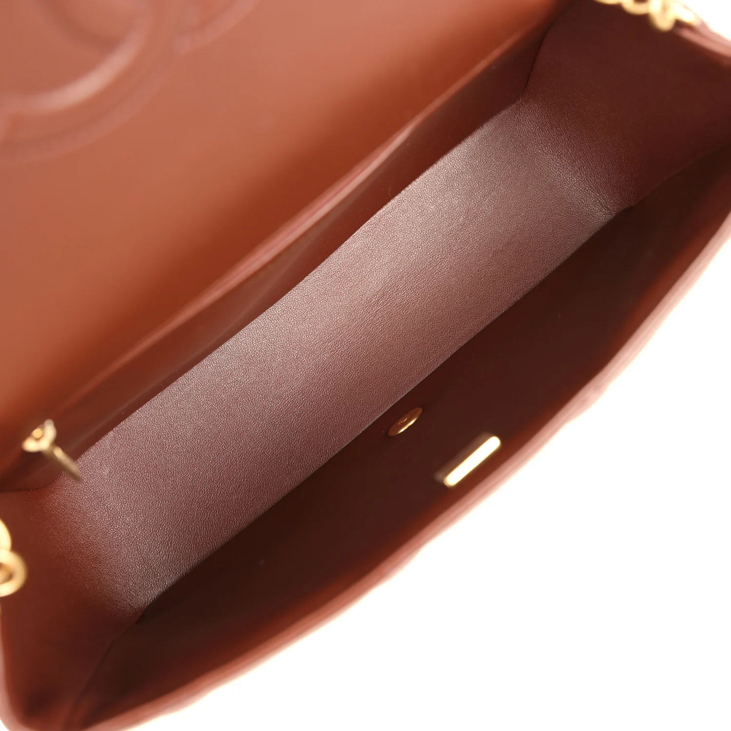 Chanel Large Shearling Flap Bag Dark Brown Lambskin and Beige Shearling Brushed Gold Hardware - Image 8