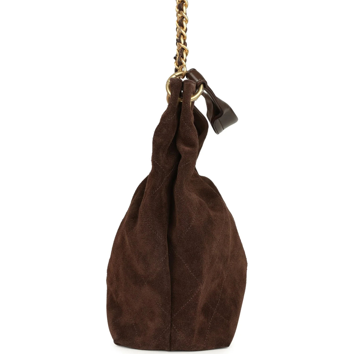 Chanel Maxi Hobo Bag Dark Brown Suede Antique Gold Hardware - Image 5