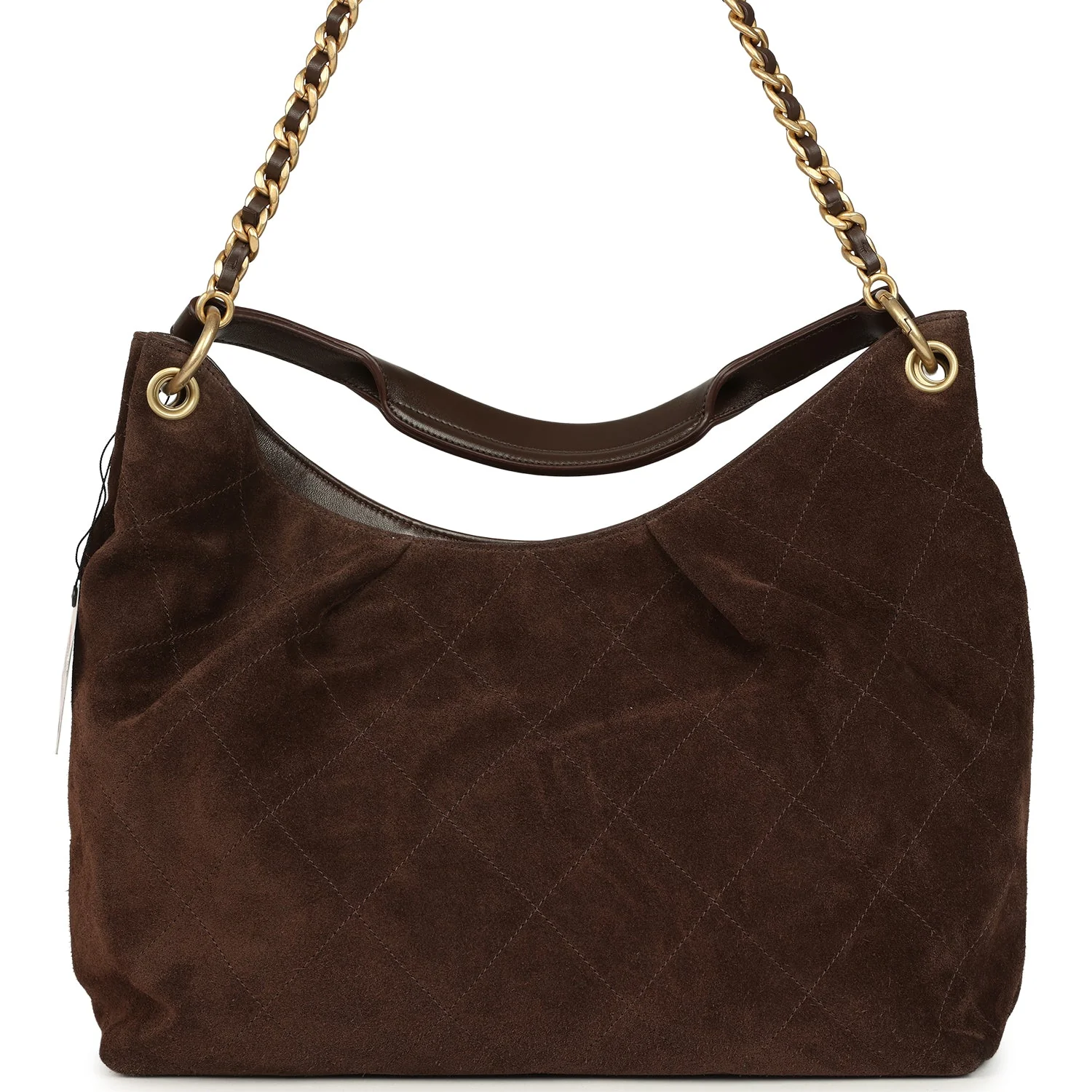 Chanel Maxi Hobo Bag Dark Brown Suede Antique Gold Hardware - Image 6