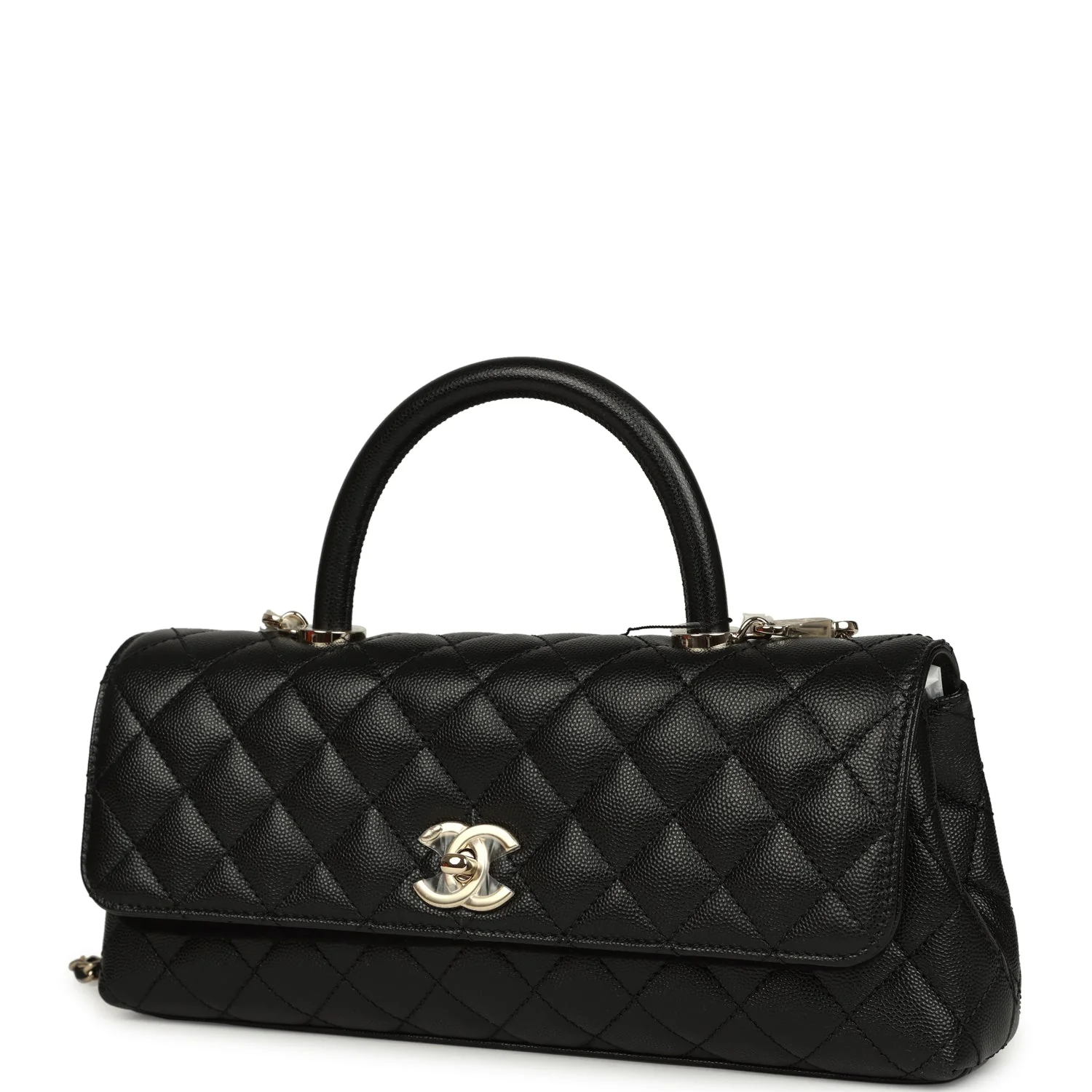 Chanel Maxi Top Handle Long Flap Bag Black Shiny Caviar Light Gold Hardware - Image 5