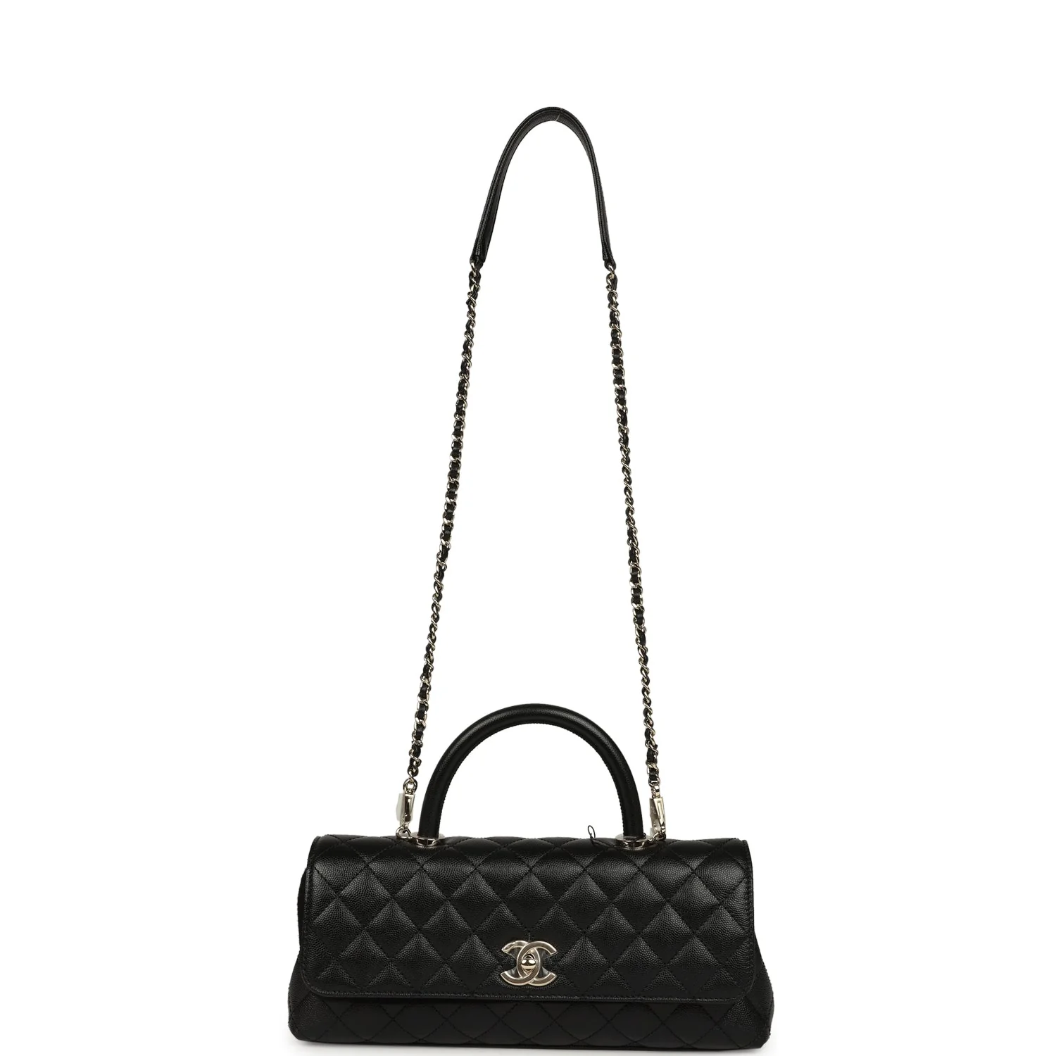 Chanel Maxi Top Handle Long Flap Bag Black Shiny Caviar Light Gold Hardware - Image 7