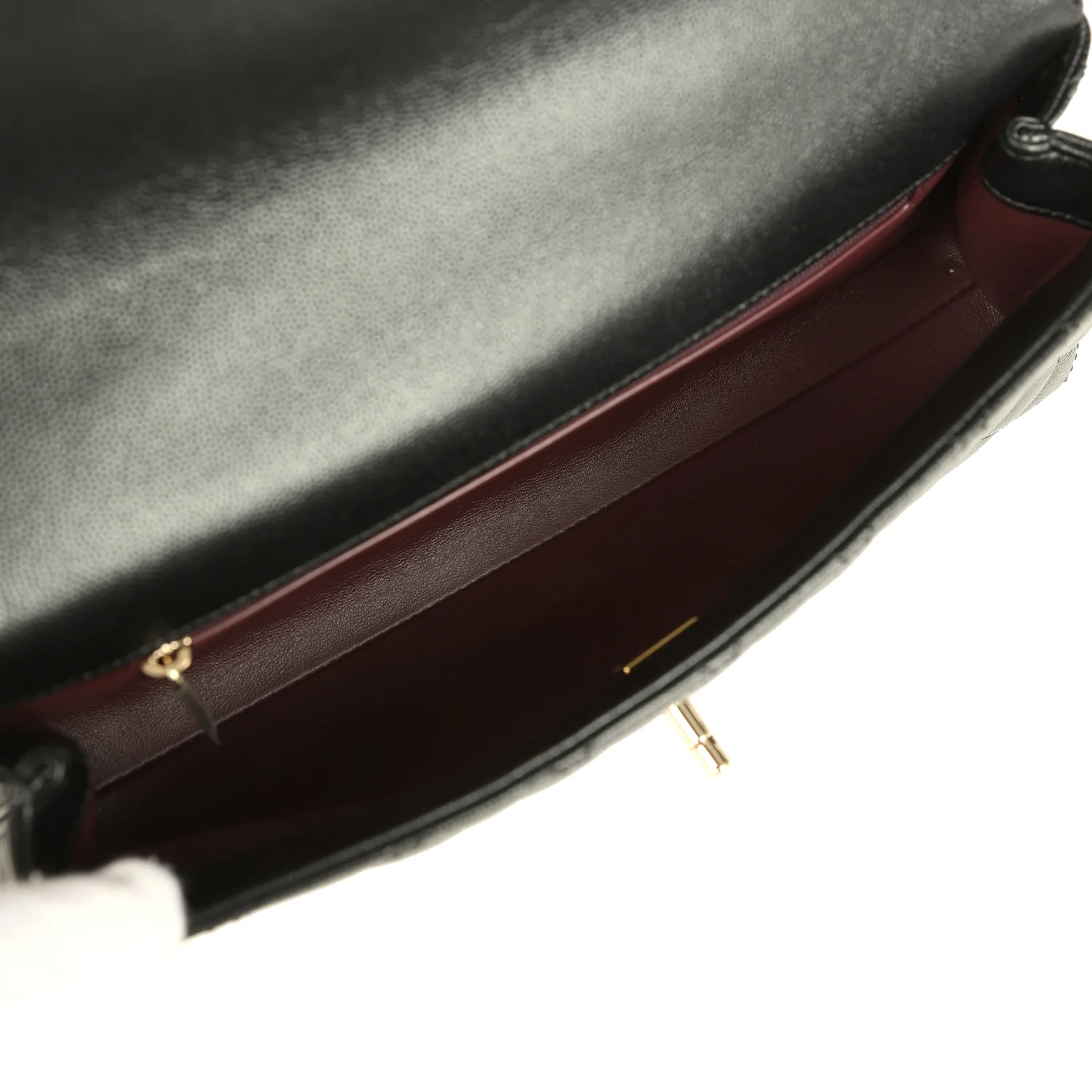 Chanel Maxi Top Handle Long Flap Bag Black Shiny Caviar Light Gold Hardware - Image 8