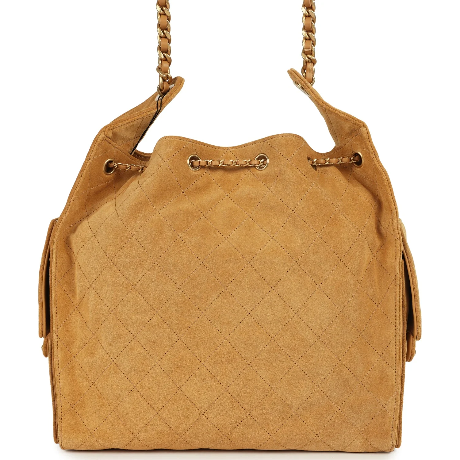 Chanel Medium 25 Hobo Bag Beige Suede Antique Gold Hardware - Image 4