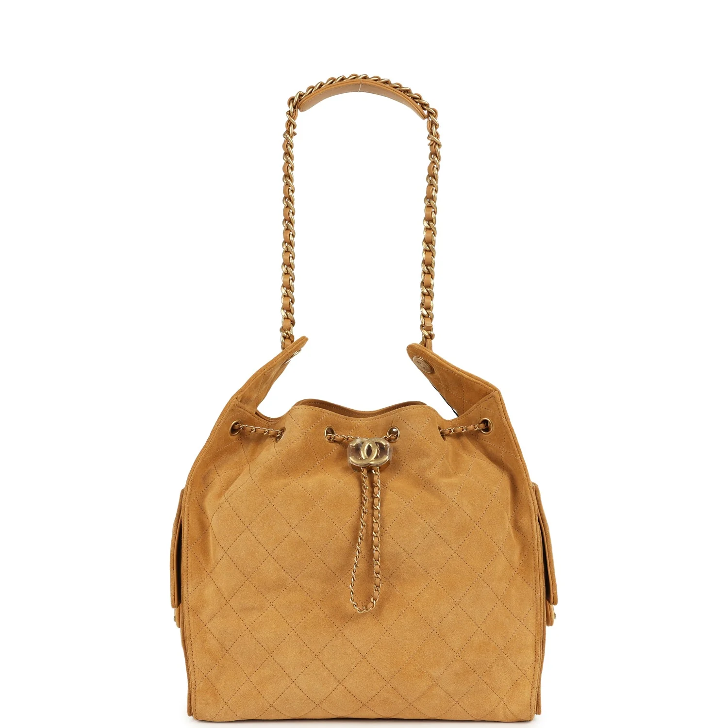 Chanel Medium 25 Hobo Bag Beige Suede Antique Gold Hardware - Image 7