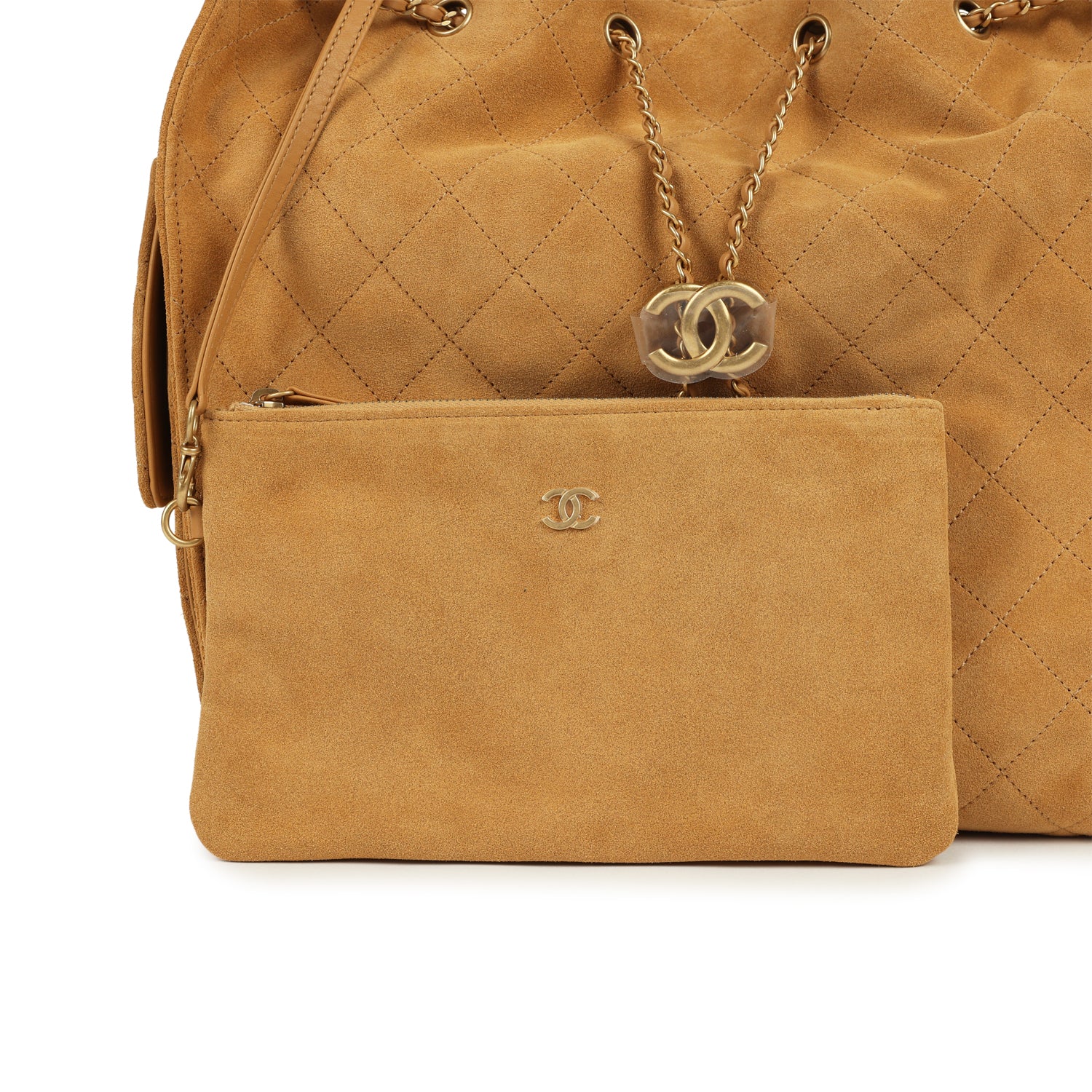 Chanel Medium 25 Hobo Bag Beige Suede Antique Gold Hardware - Image 8