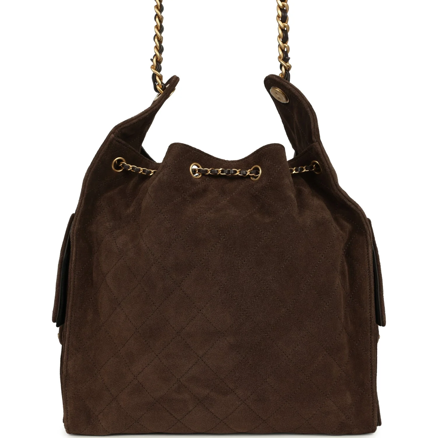 Chanel Medium 25 Hobo Bag Dark Brown Suede Antique Gold Hardware - Image 4