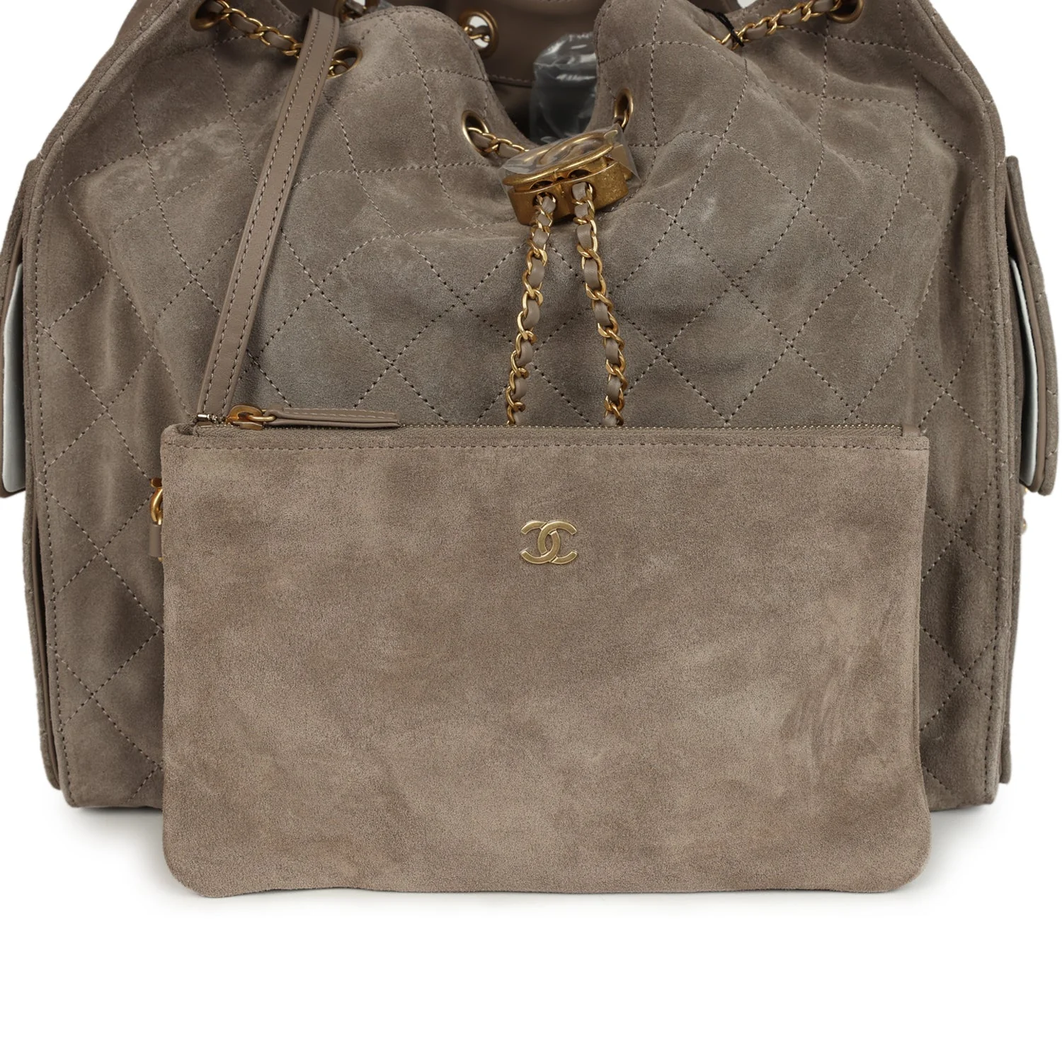 Chanel Medium 25 Hobo Bag Dark Grey Suede Antique Gold Hardware - Image 8