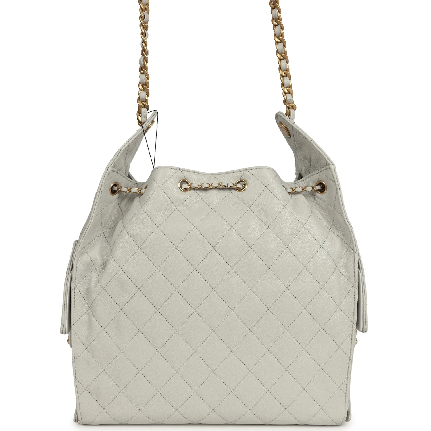 Chanel Medium 25 Hobo Bag Light Grey Caviar Antique Gold Hardware - Image 5