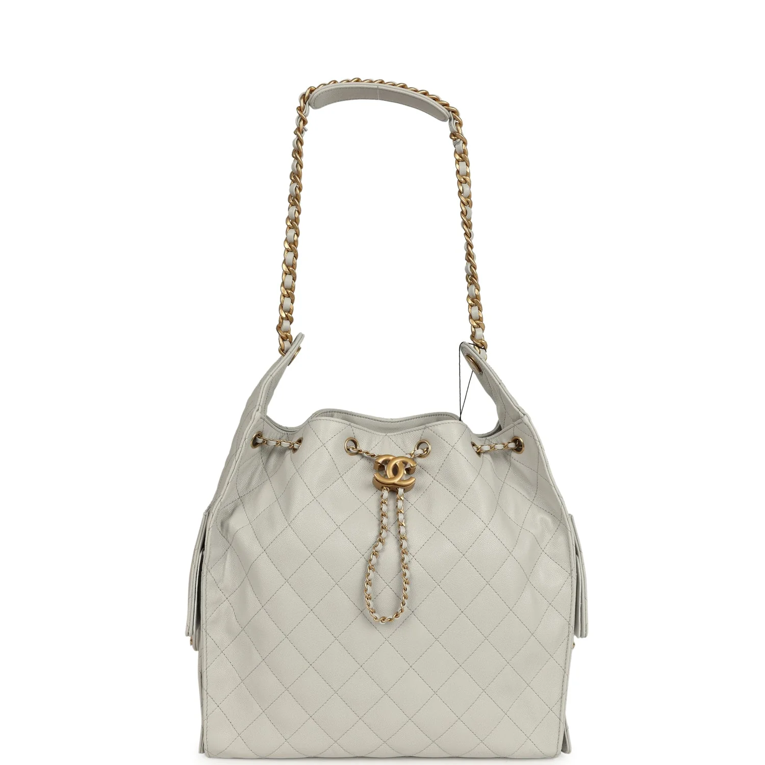 Chanel Medium 25 Hobo Bag Light Grey Caviar Antique Gold Hardware - Image 6