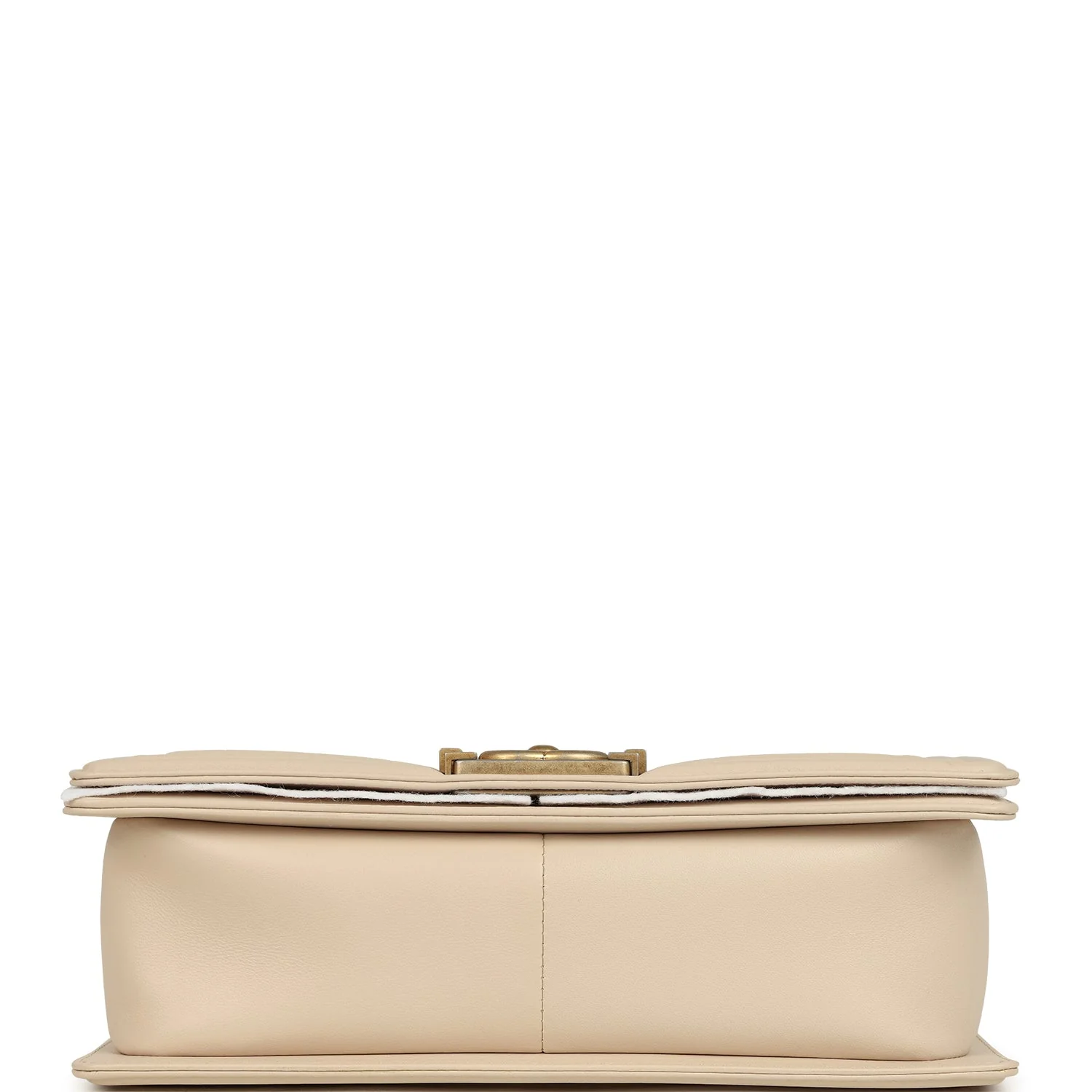 Chanel Medium Boy Bag Cream Lambskin Antique Gold Hardware - Image 6