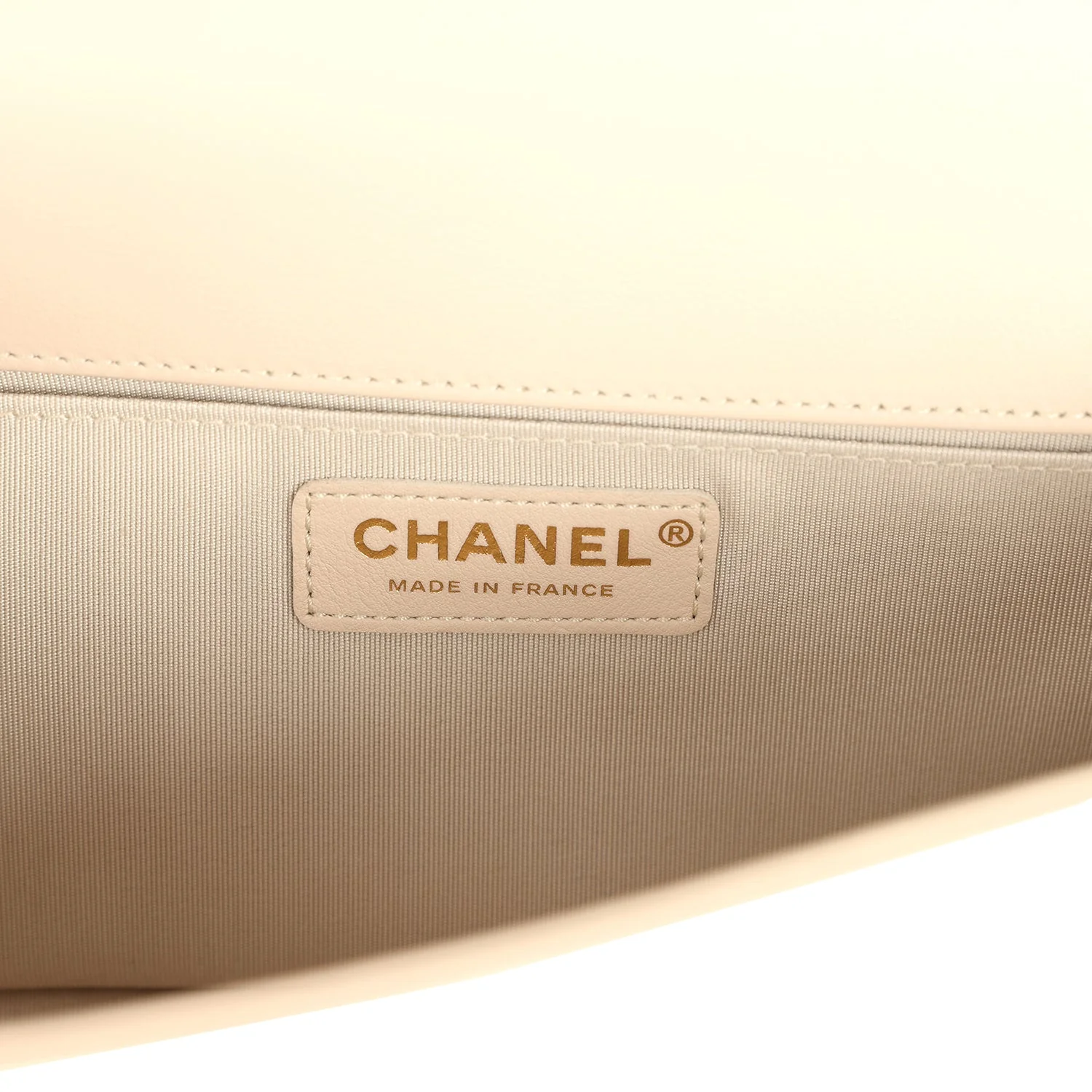 Chanel Medium Boy Bag Cream Lambskin Antique Gold Hardware - Image 9