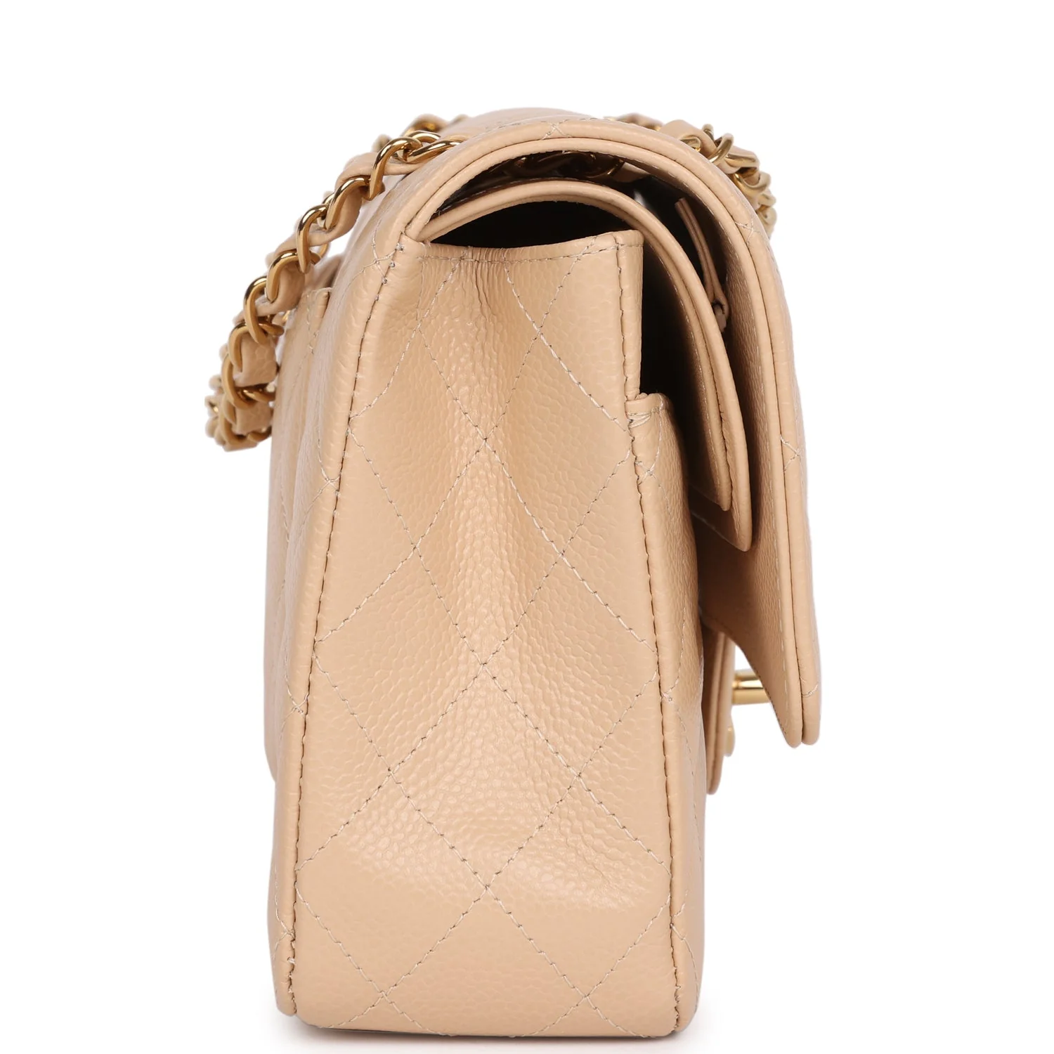 Chanel Medium Classic Double Flap Bag Beige Caviar Gold Hardware - Image 3