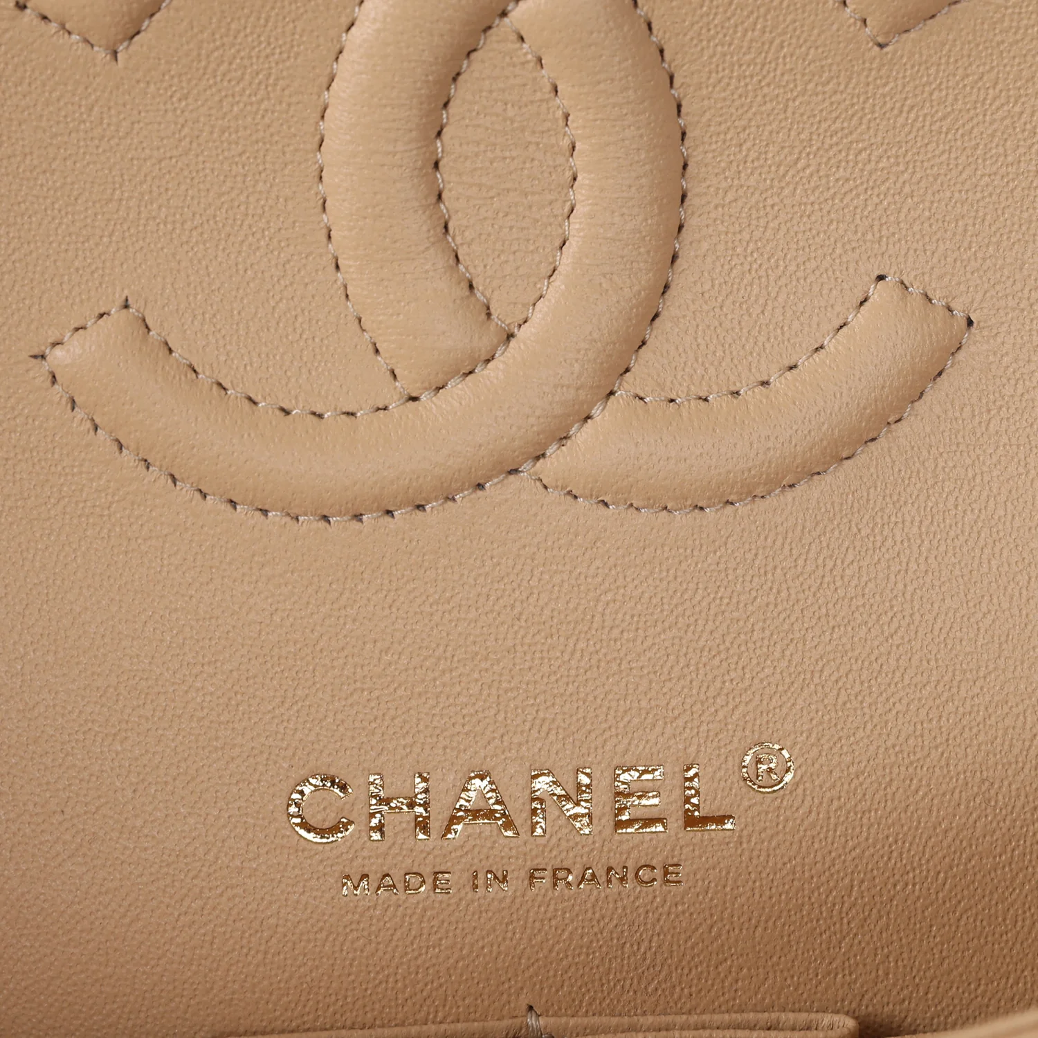 Chanel Medium Classic Double Flap Bag Beige Caviar Gold Hardware - Image 7