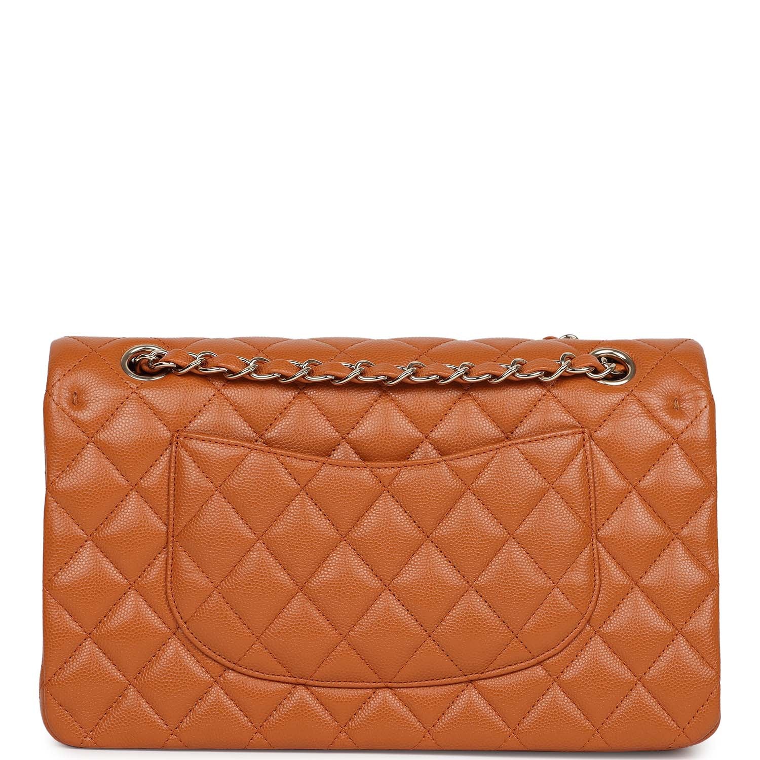 Chanel Medium Classic Double Flap Bag Caramel Shiny Caviar Light Gold Hardware - Image 4