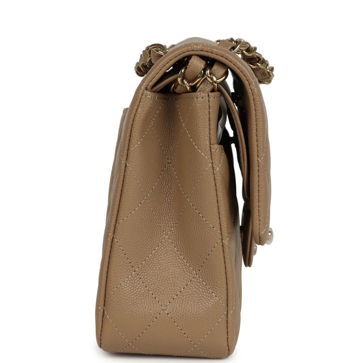 Chanel Medium Classic Double Flap Bag Light Brown Caviar Light Gold Hardware - Image 3