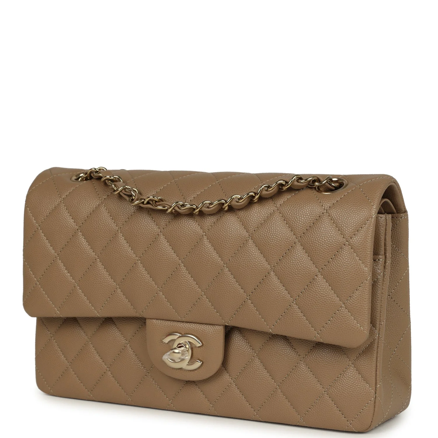 Chanel Medium Classic Double Flap Bag Light Brown Caviar Light Gold Hardware - Image 5