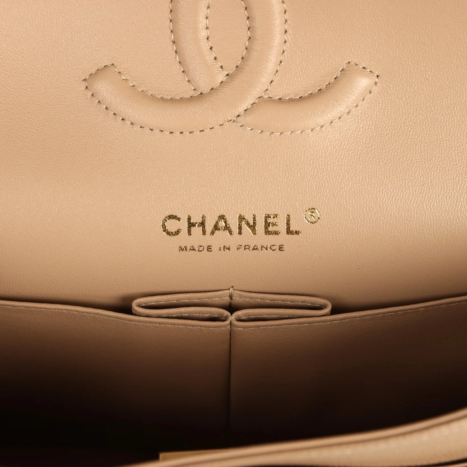 Chanel Medium Classic Double Flap Bag Light Brown Caviar Light Gold Hardware - Image 8