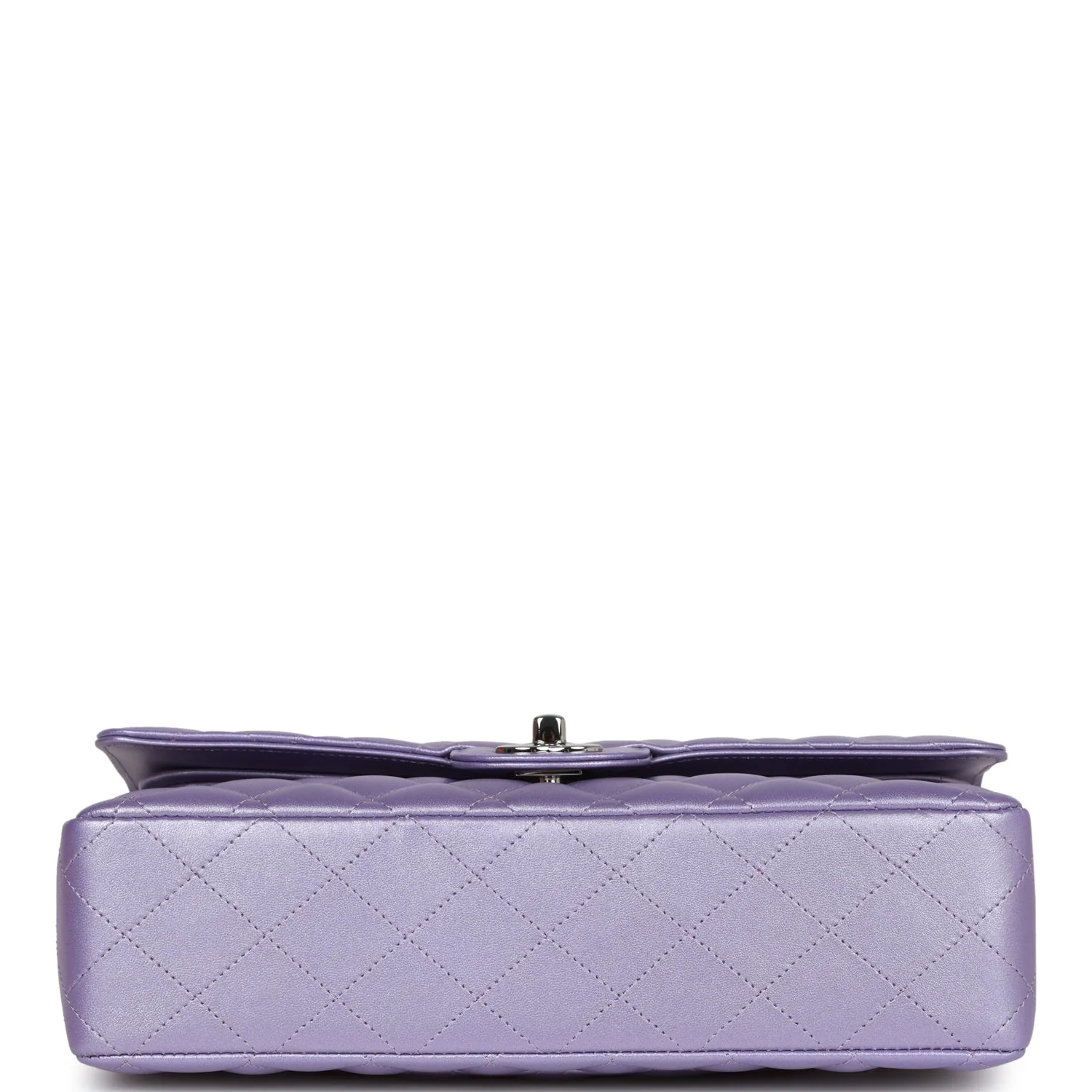 Chanel Medium Classic Double Flap Bag Purple Metallic Lambskin Silver Hardware - Image 6