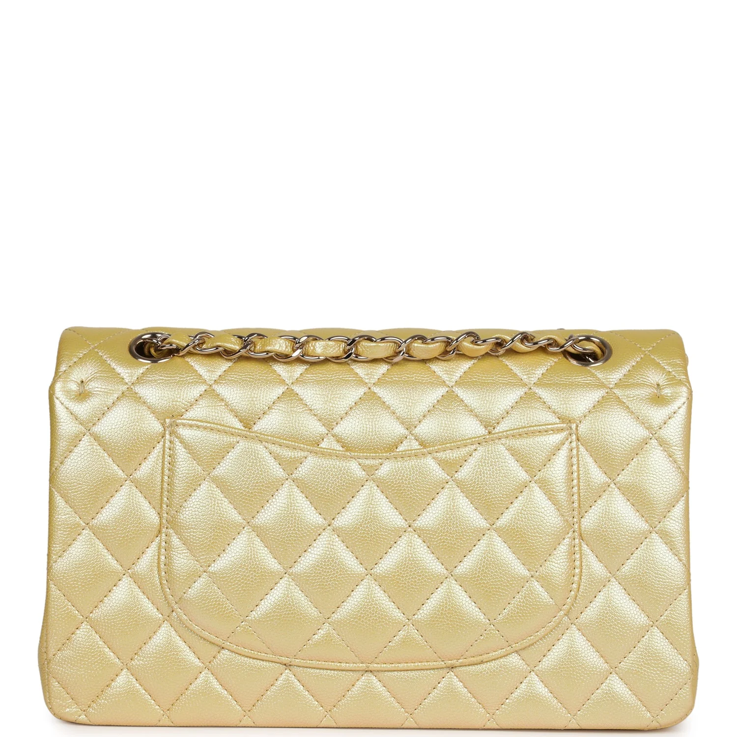 Chanel Medium Classic Double Flap Bag Yellow Iridescent Caviar Light Gold Hardware - Image 4