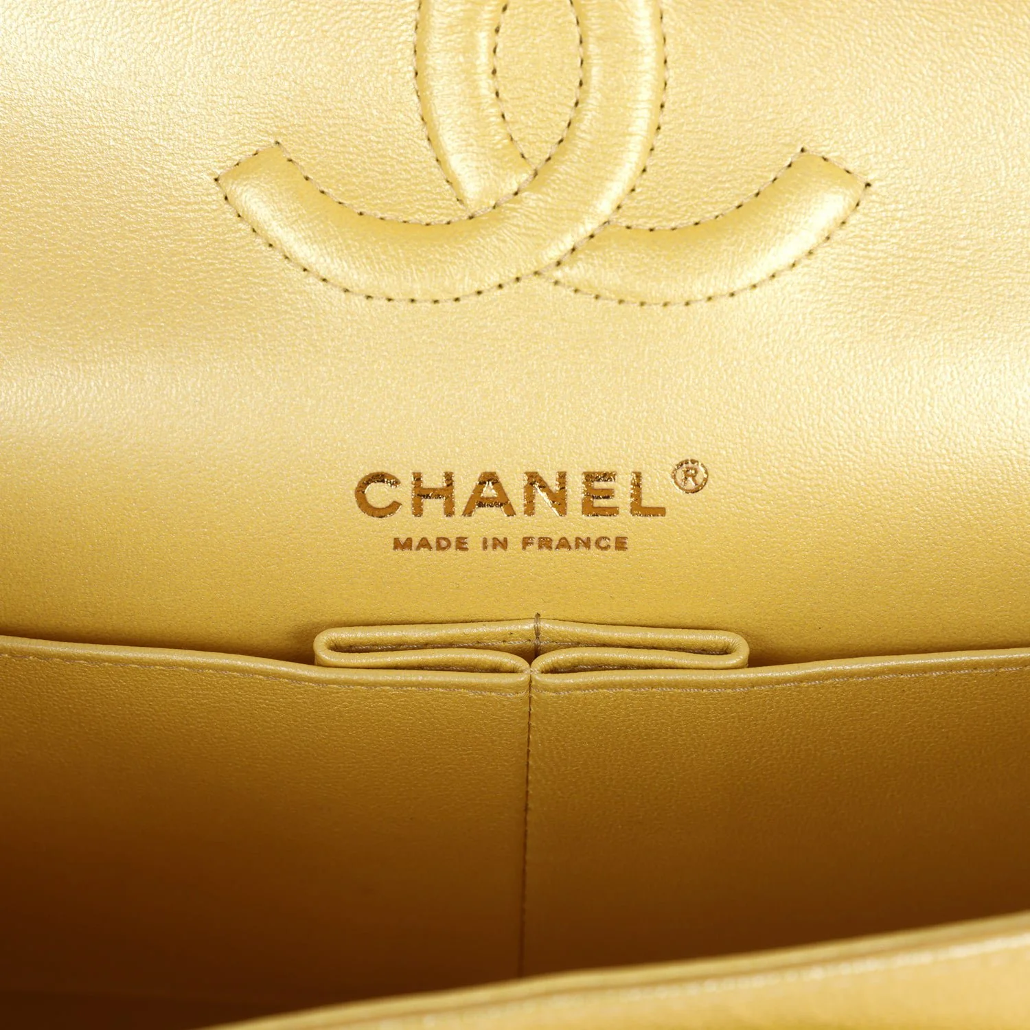 Chanel Medium Classic Double Flap Bag Yellow Iridescent Caviar Light Gold Hardware - Image 8