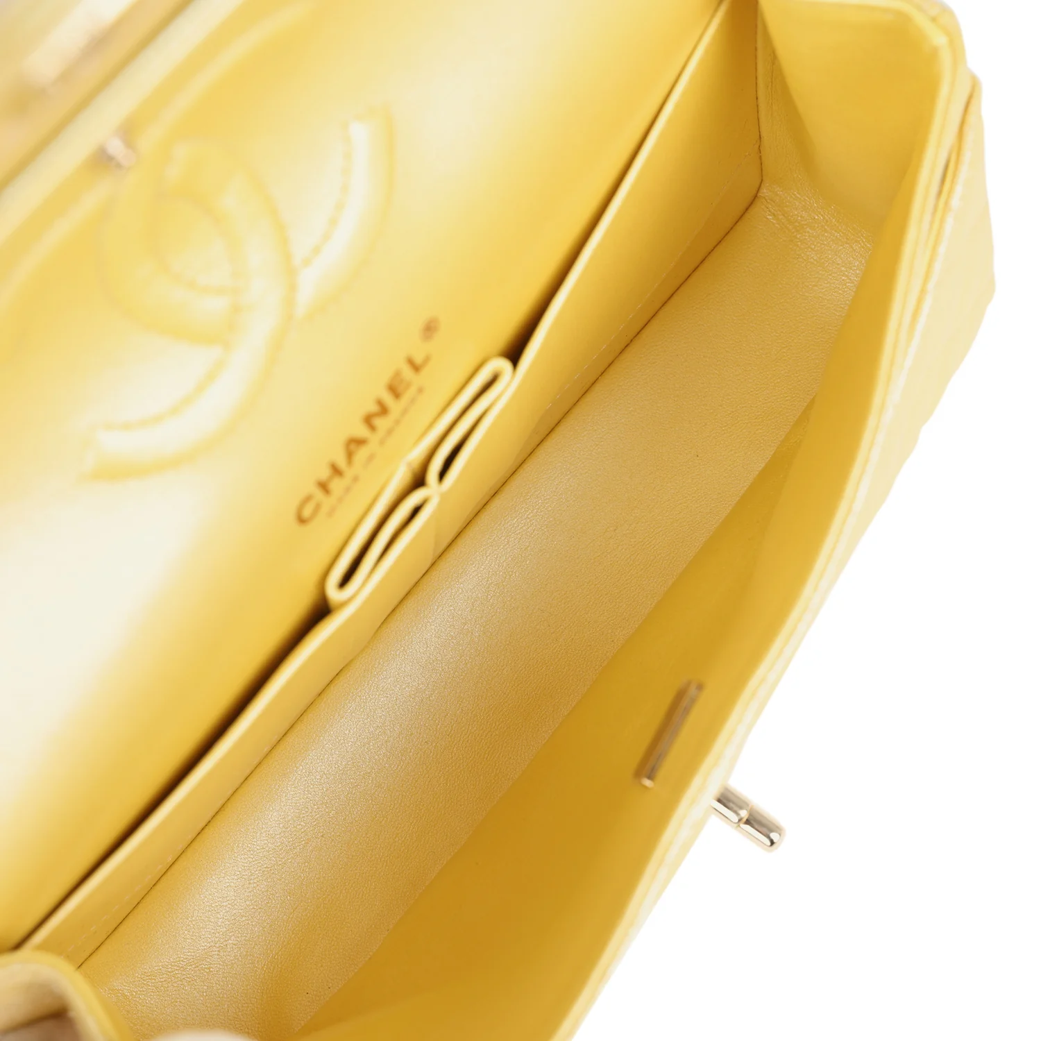 Chanel Medium Classic Double Flap Bag Yellow Iridescent Caviar Light Gold Hardware - Image 9