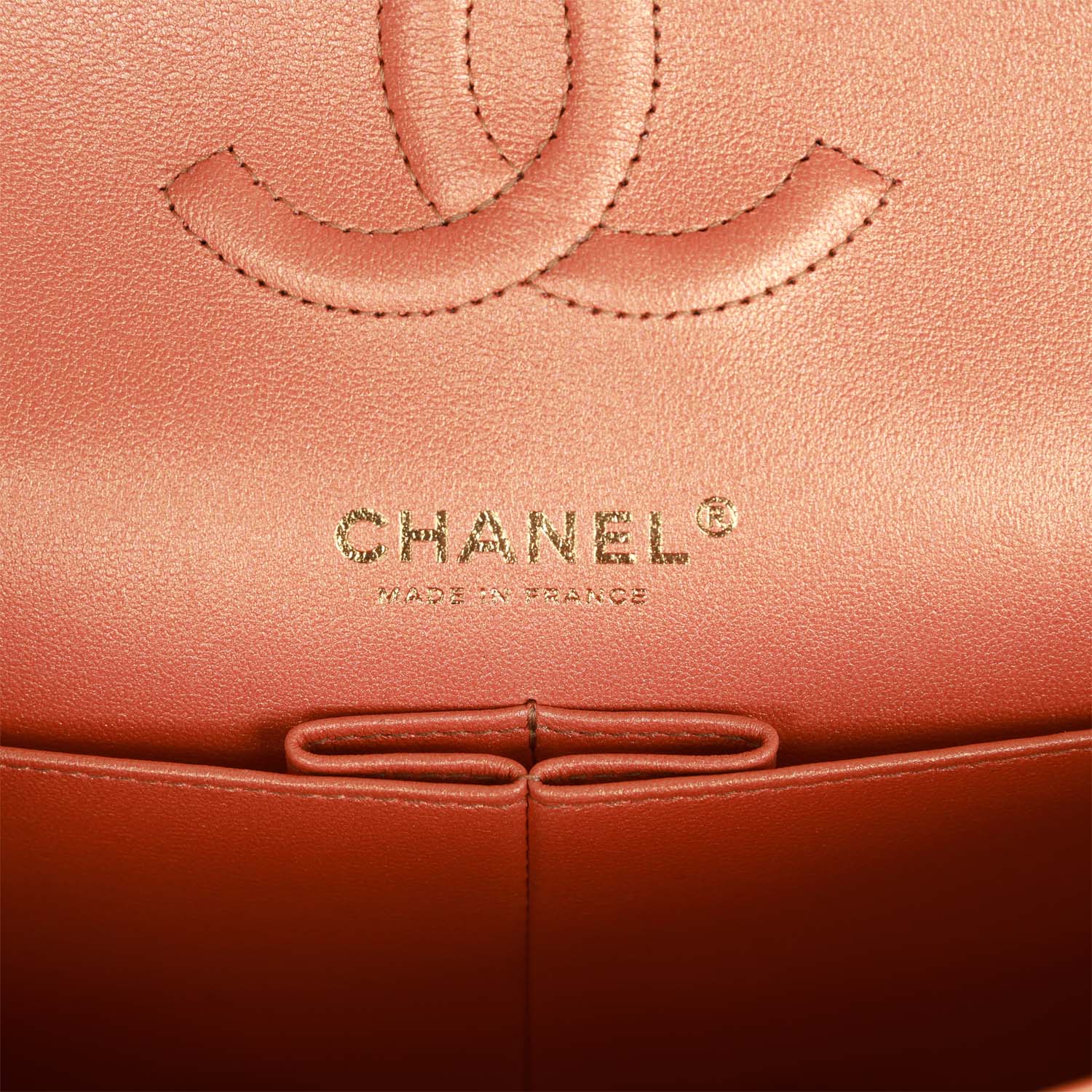 Chanel Medium Classic Double Flap Bag Metallic Iridescent Gold Calfskin Antique Gold Hardware - Image 8