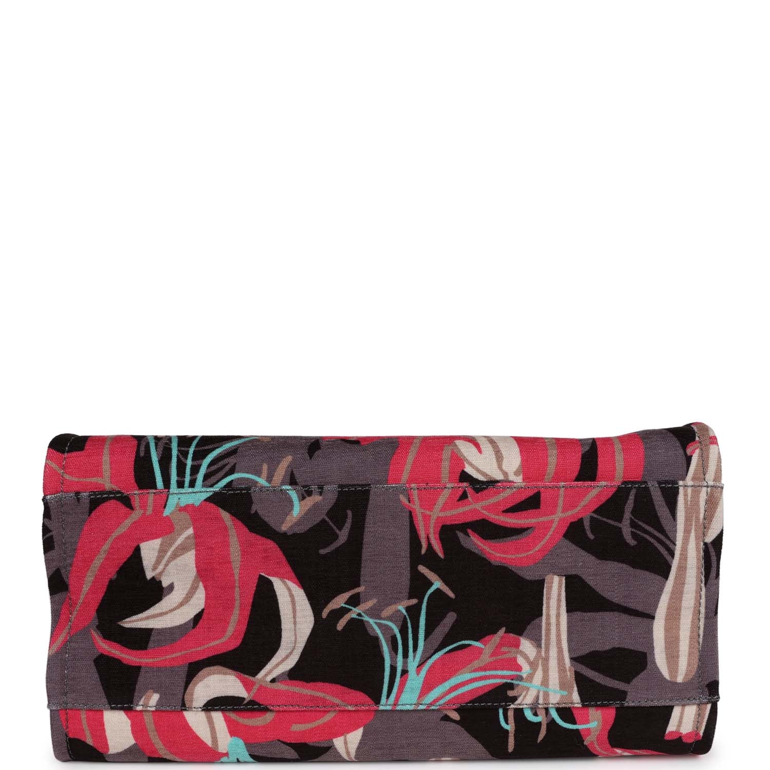 Chanel Medium Deauville Shopping Tote Grey and Pink Tropical Floral Velvet Light Gold Hardware - Image 7