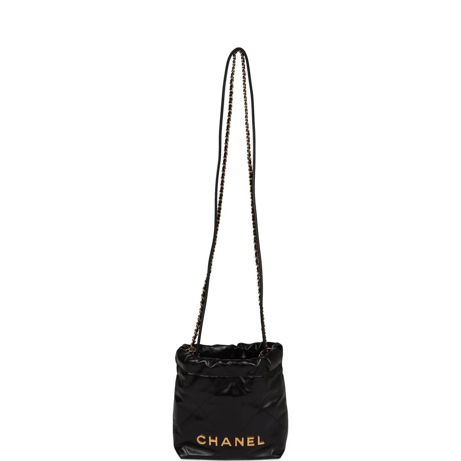 Chanel Mini 22 Bag Black Calfskin Gold Hardware - Image 8