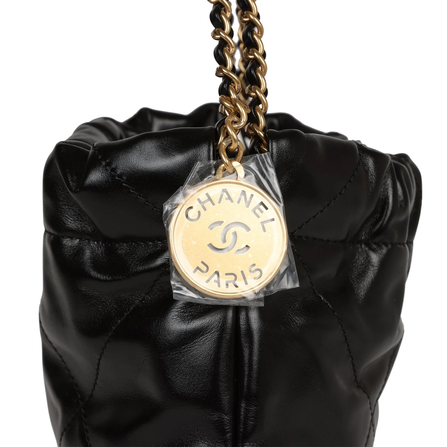 Chanel Mini 22 Bag Black Calfskin Gold Hardware - Image 9