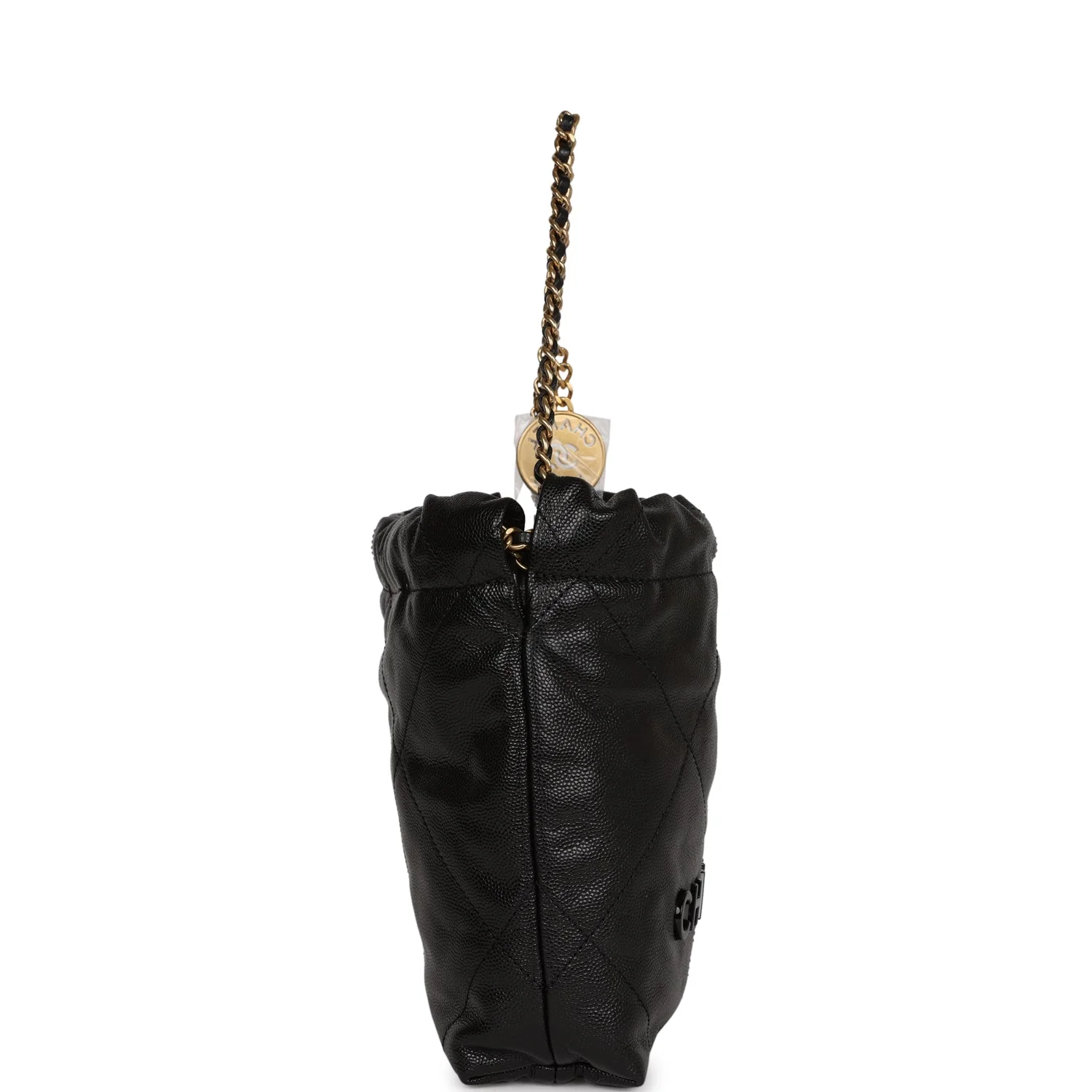 Chanel Mini 22 Bag Black Grained Calfskin Gold Hardware - Image 3