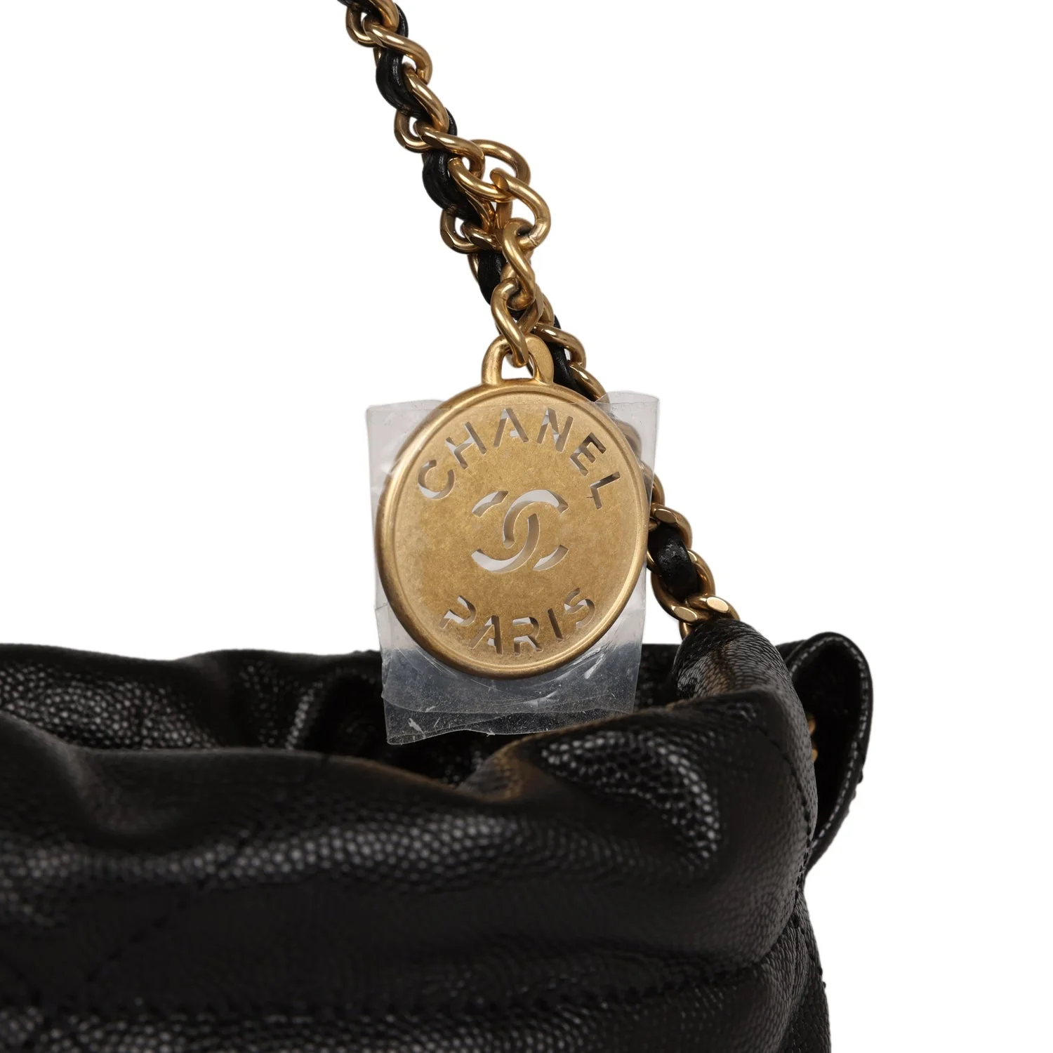 Chanel Mini 22 Bag Black Grained Calfskin Gold Hardware - Image 8