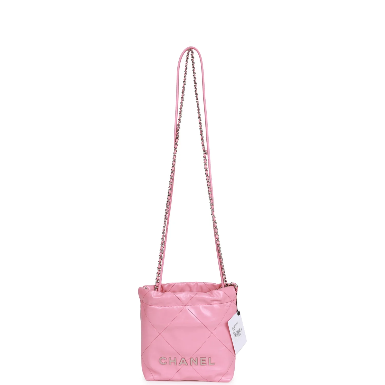 Chanel Mini 22 Bag Pink Calfskin Silver Hardware - Image 6