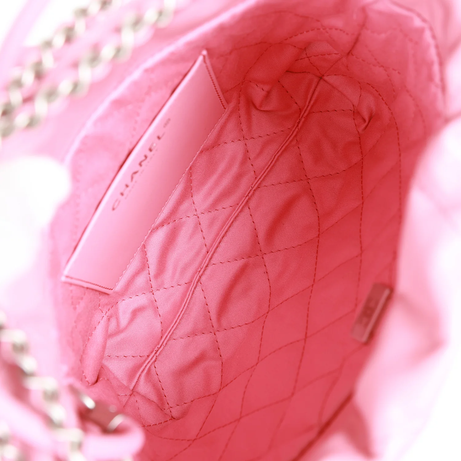 Chanel Mini 22 Bag Pink Calfskin Silver Hardware - Image 8