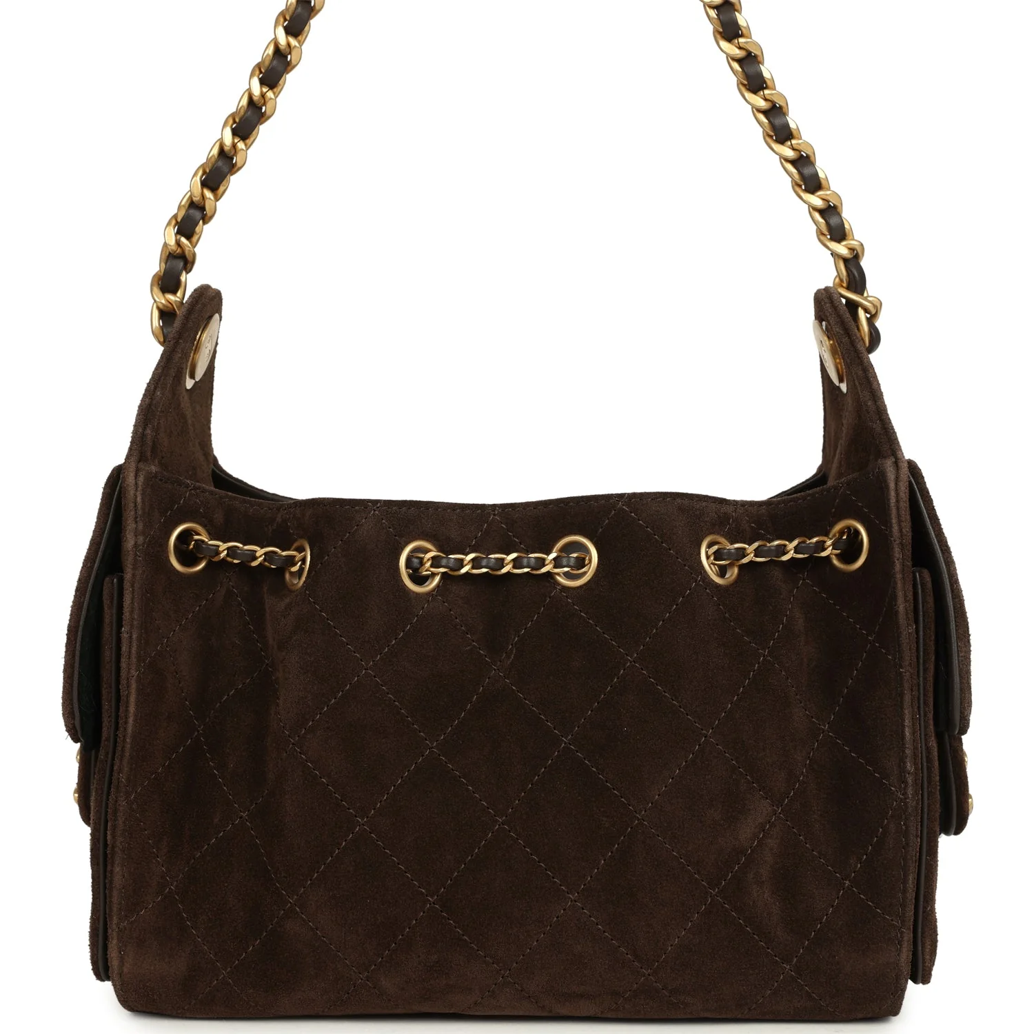 Chanel Mini 25 Hobo Bag Dark Brown Suede Antique Gold Hardware - Image 5