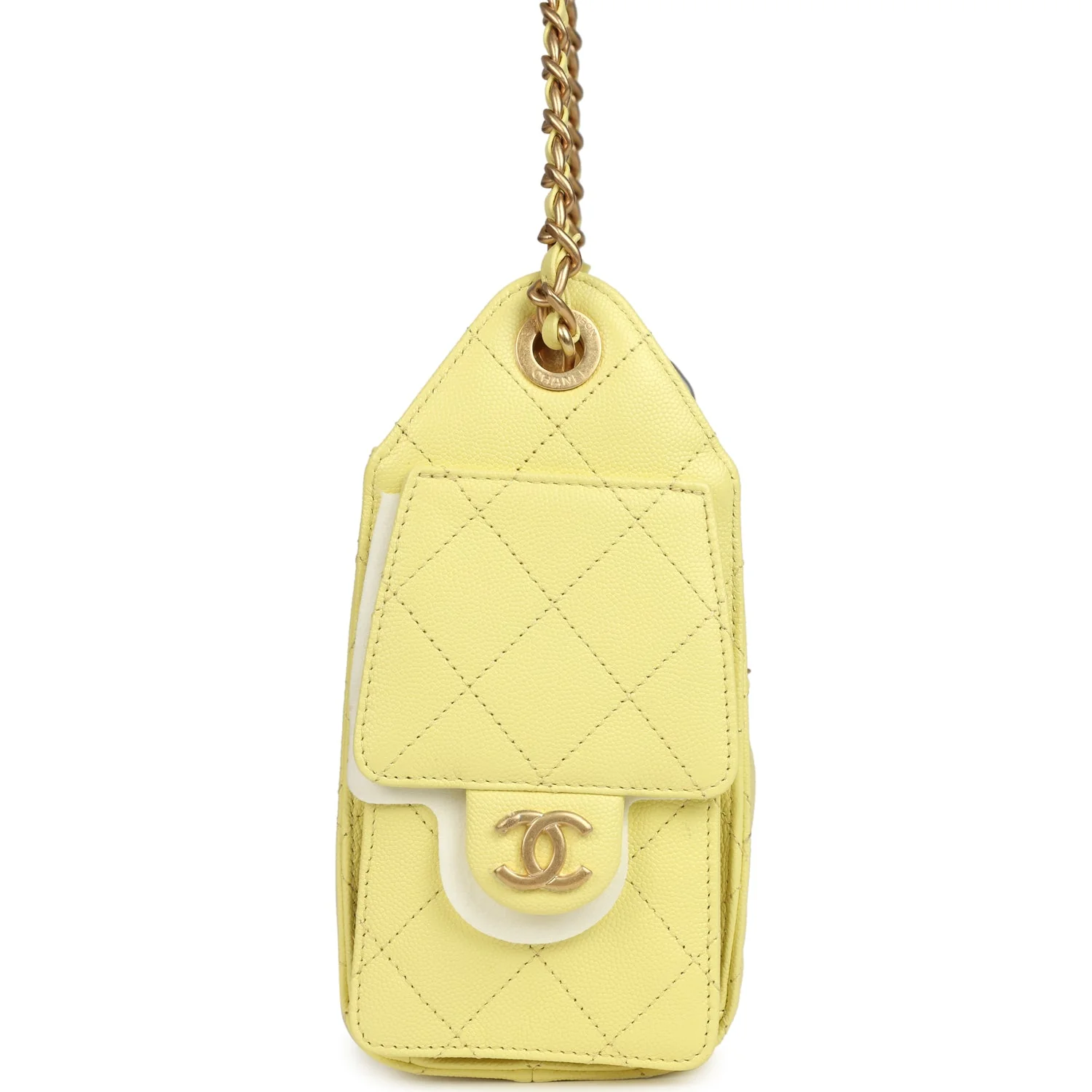 Chanel Mini 25 Hobo Bag Light Yellow Caviar Antique Gold Hardware - Image 3