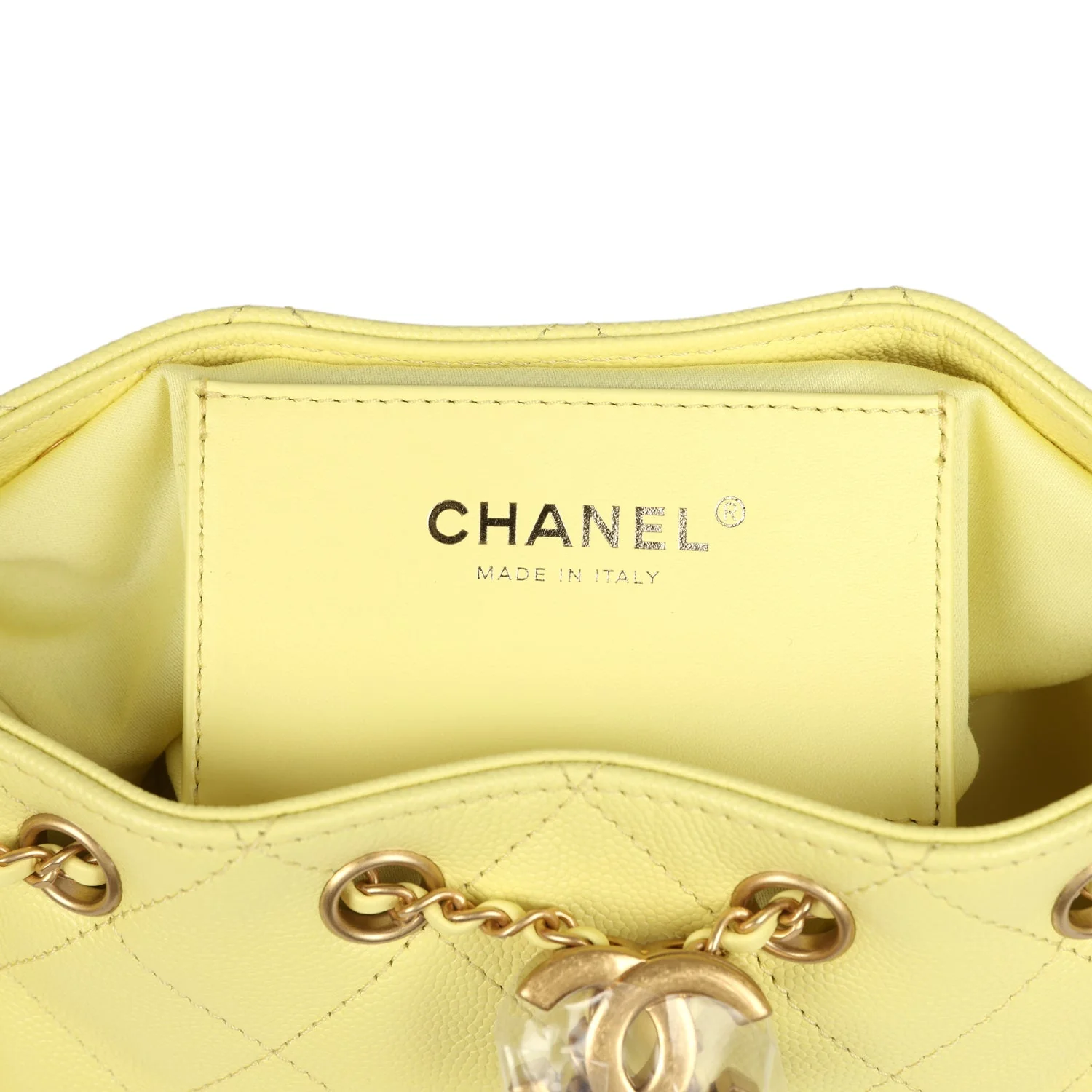 Chanel Mini 25 Hobo Bag Light Yellow Caviar Antique Gold Hardware - Image 9