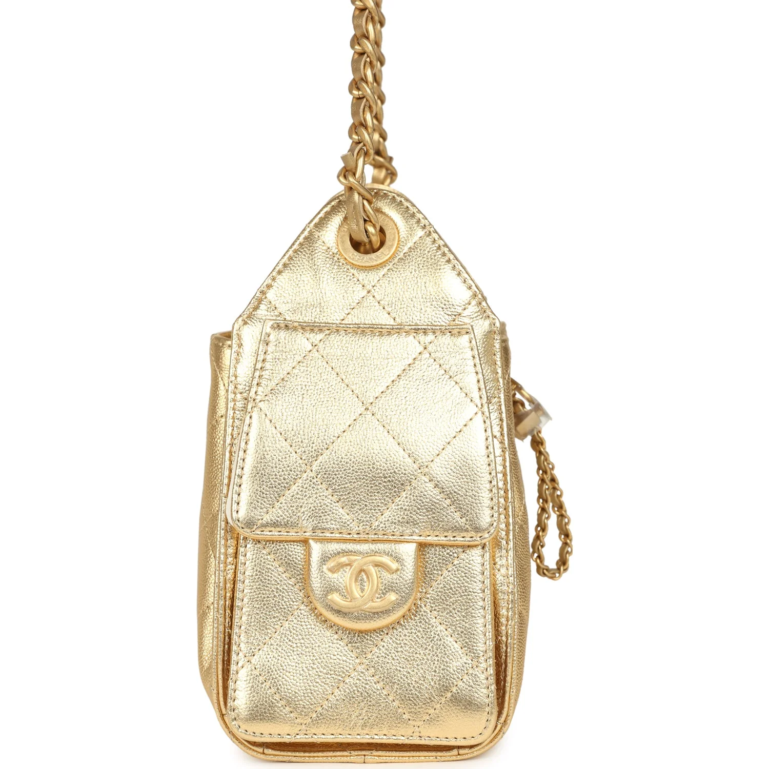 Chanel Mini 25 Hobo Bag Metallic Gold Caviar Caviar Antique Gold Hardware - Image 4
