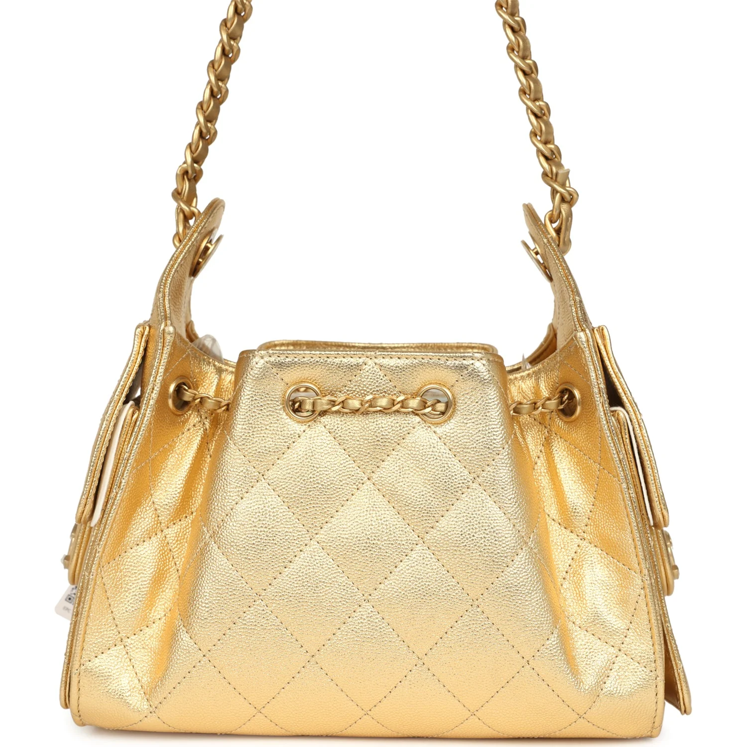 Chanel Mini 25 Hobo Bag Metallic Gold Caviar Caviar Antique Gold Hardware - Image 5